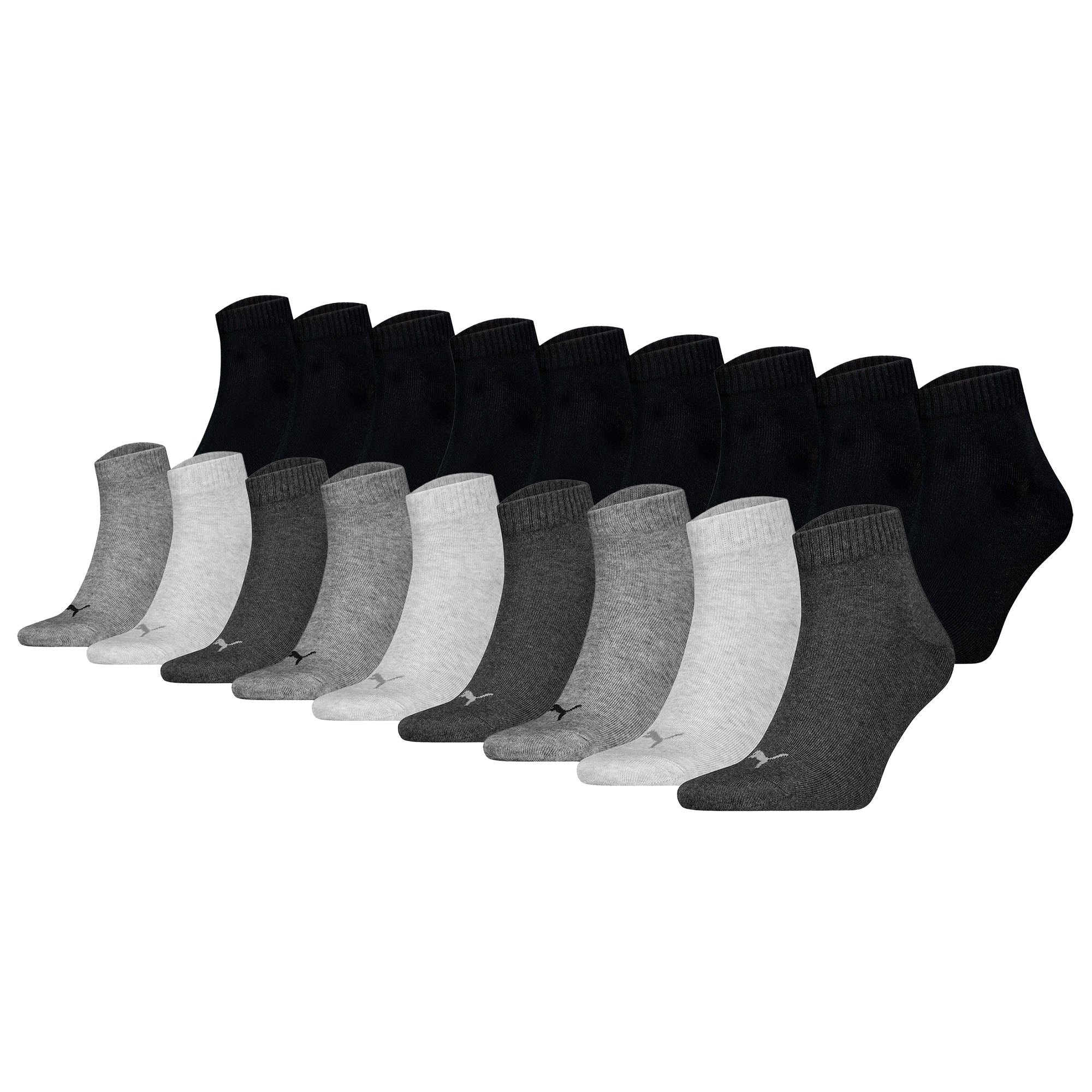 PUMA Unisex Quarter Socks, 18 Pack - Quarter Plain ECOM 18P, Logo, solid colour