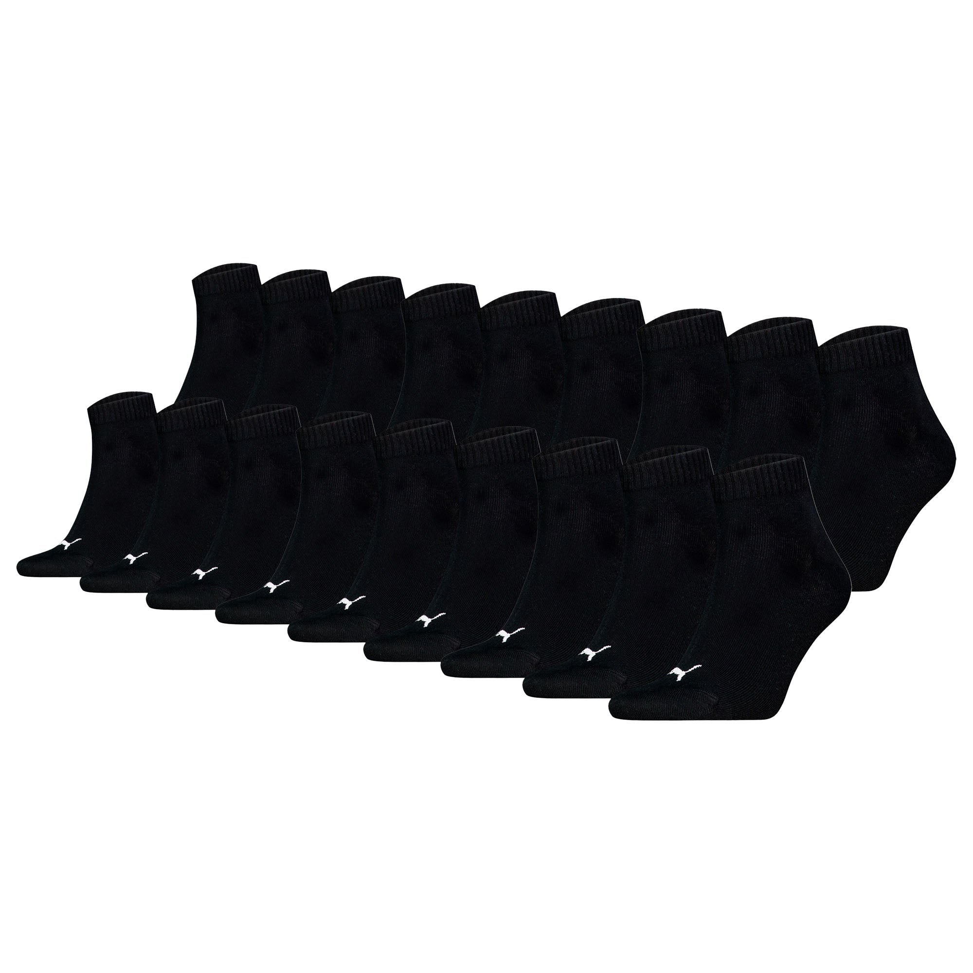 PUMA Unisex Quarter Socks, 18 Pack - Quarter Plain ECOM 18P, Logo, solid colour