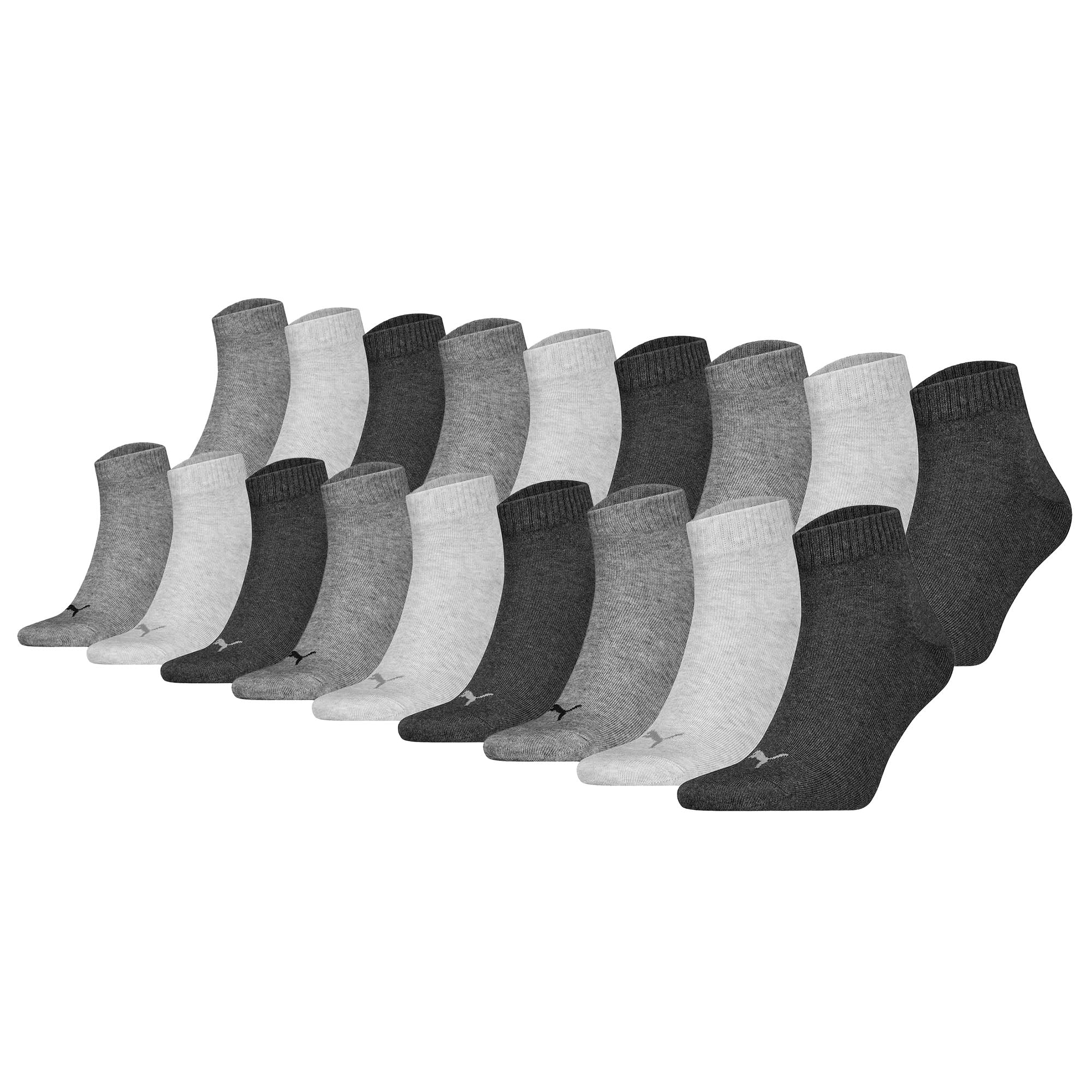 PUMA Unisex Quarter Socks, 18 Pack - Quarter Plain ECOM 18P, Logo, solid colour