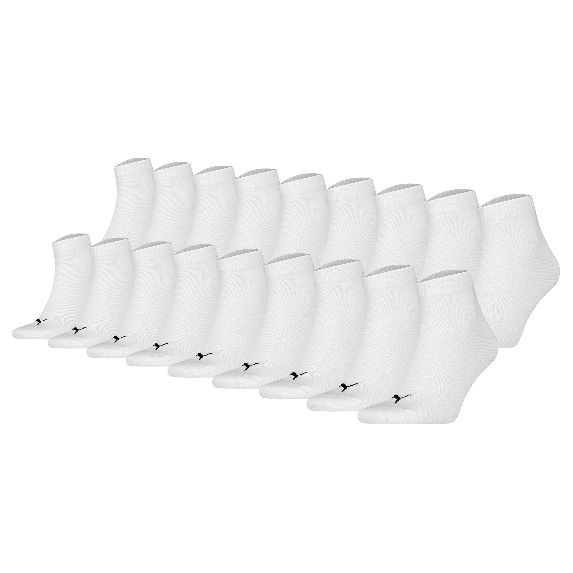 PUMA Unisex Quarter Socks, 18 Pack - Quarter Plain ECOM 18P, Logo, solid colour