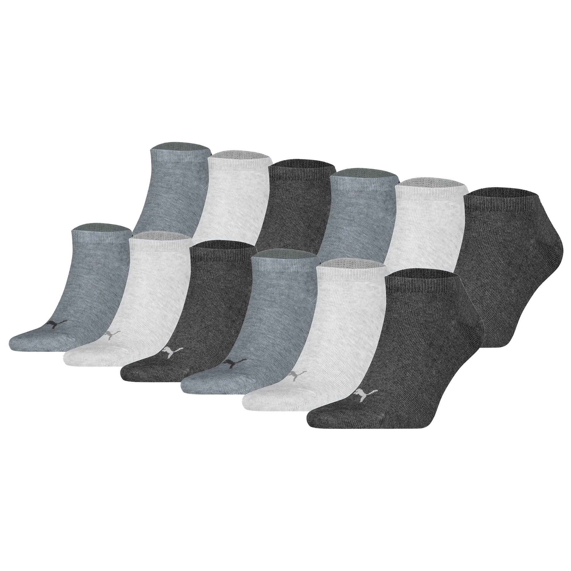 PUMA unisex sneaker socks, pack of 12 - Sneaker Plain ECOM 12P, logo, single-coloured