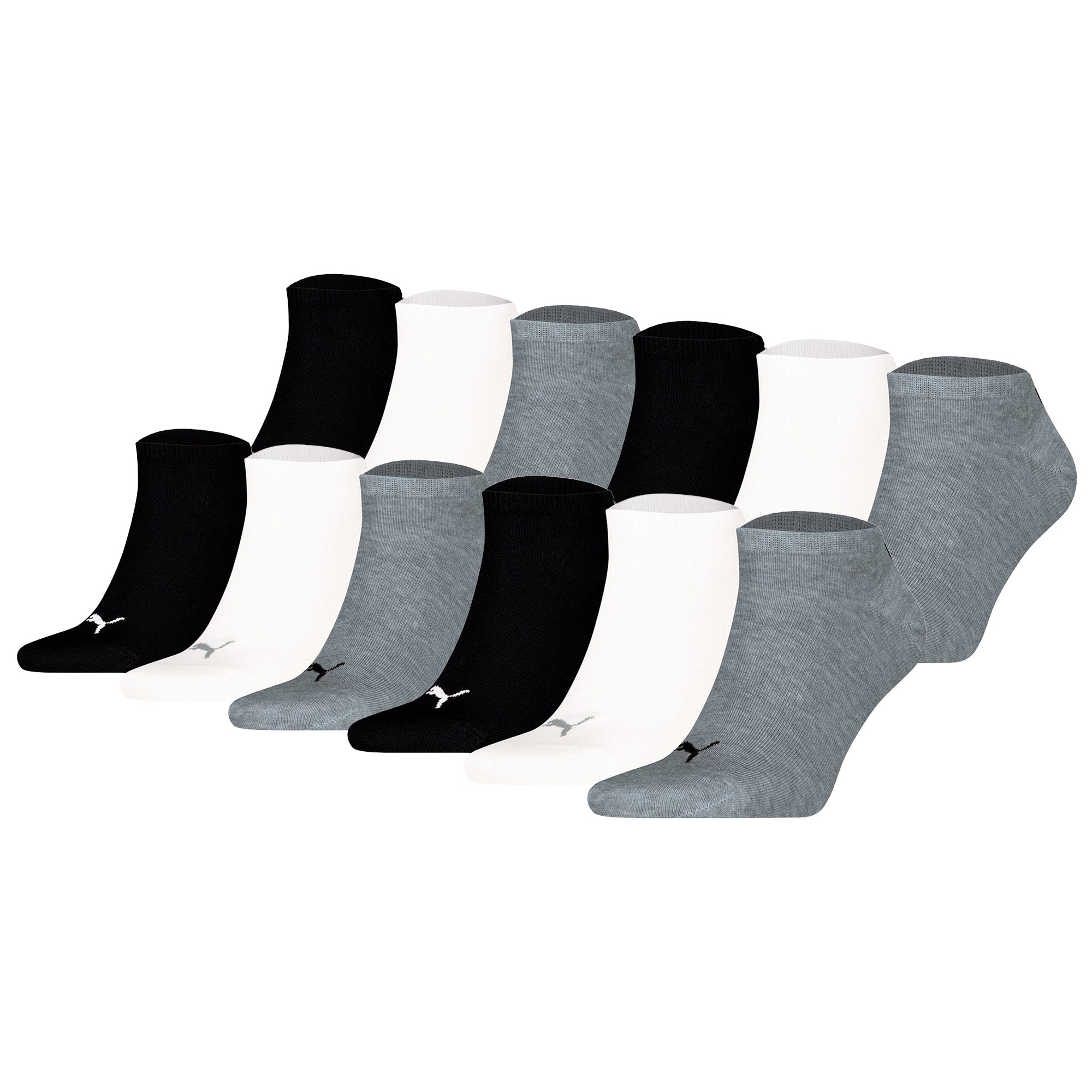PUMA unisex sneaker socks, pack of 12 - Sneaker Plain ECOM 12P, logo, single-coloured