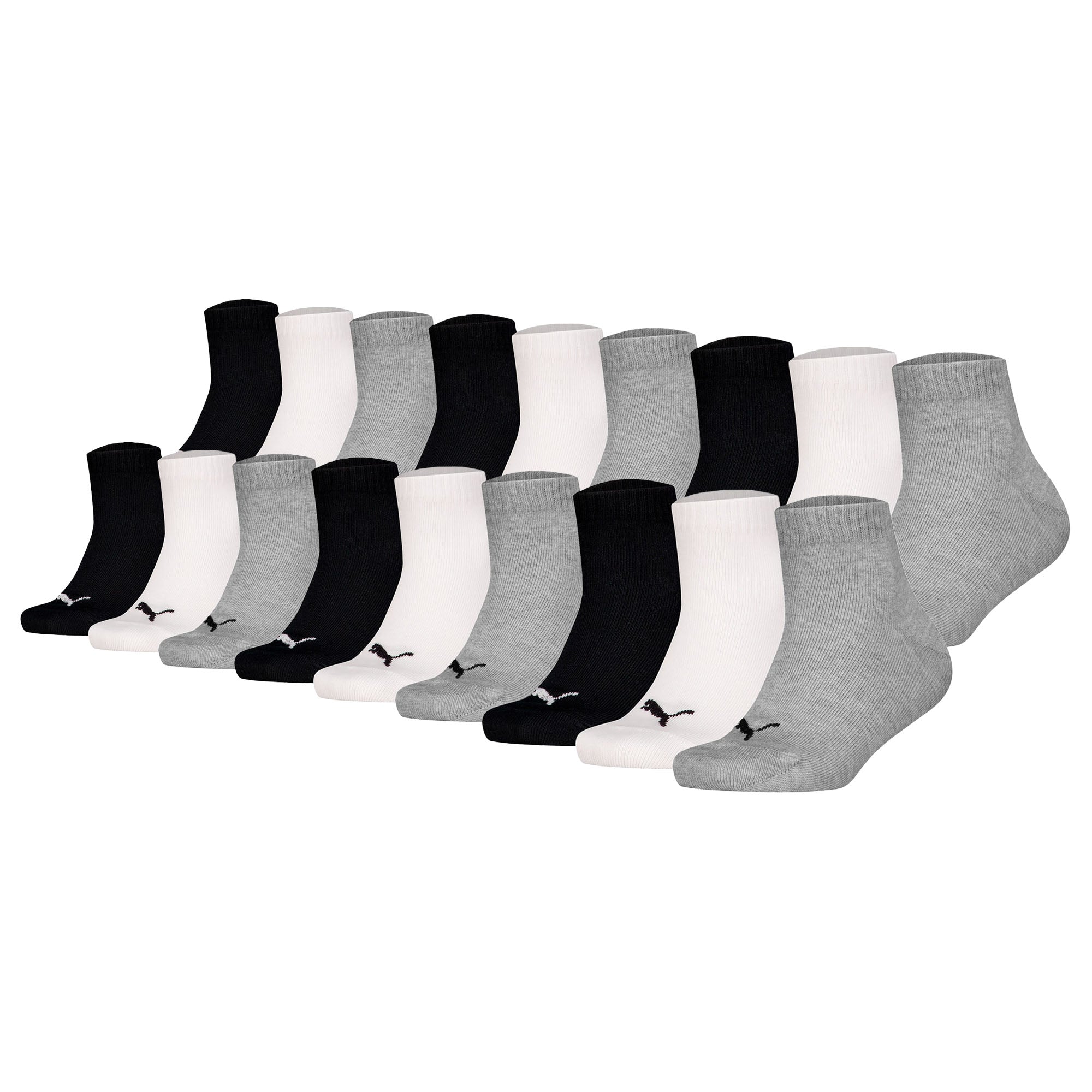 PUMA Kinder Quartersocken, 18er Pack - Plain Quarter ECOM 18P, Logo, einfarbig