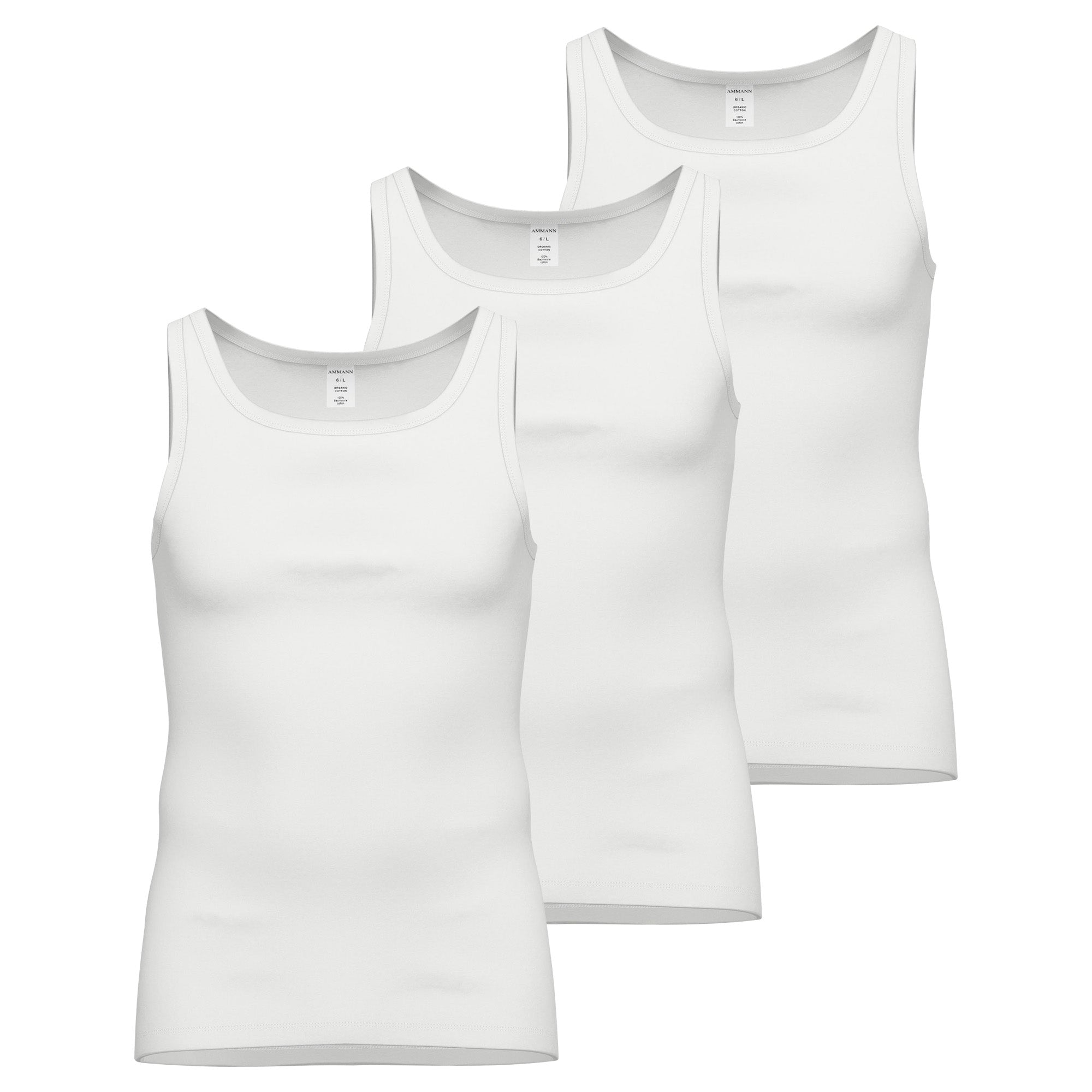 AMMANN men's vest 3 pack - fine rib, extended back, cotton