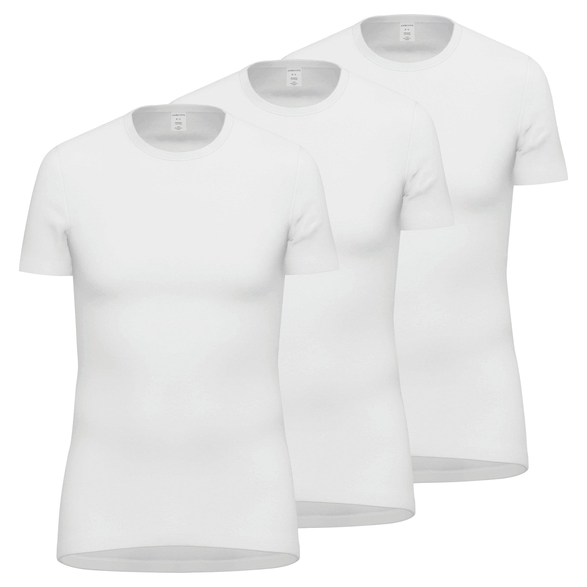 AMMANN men's T-shirt 3 pack - fine rib, extended back, cotton
