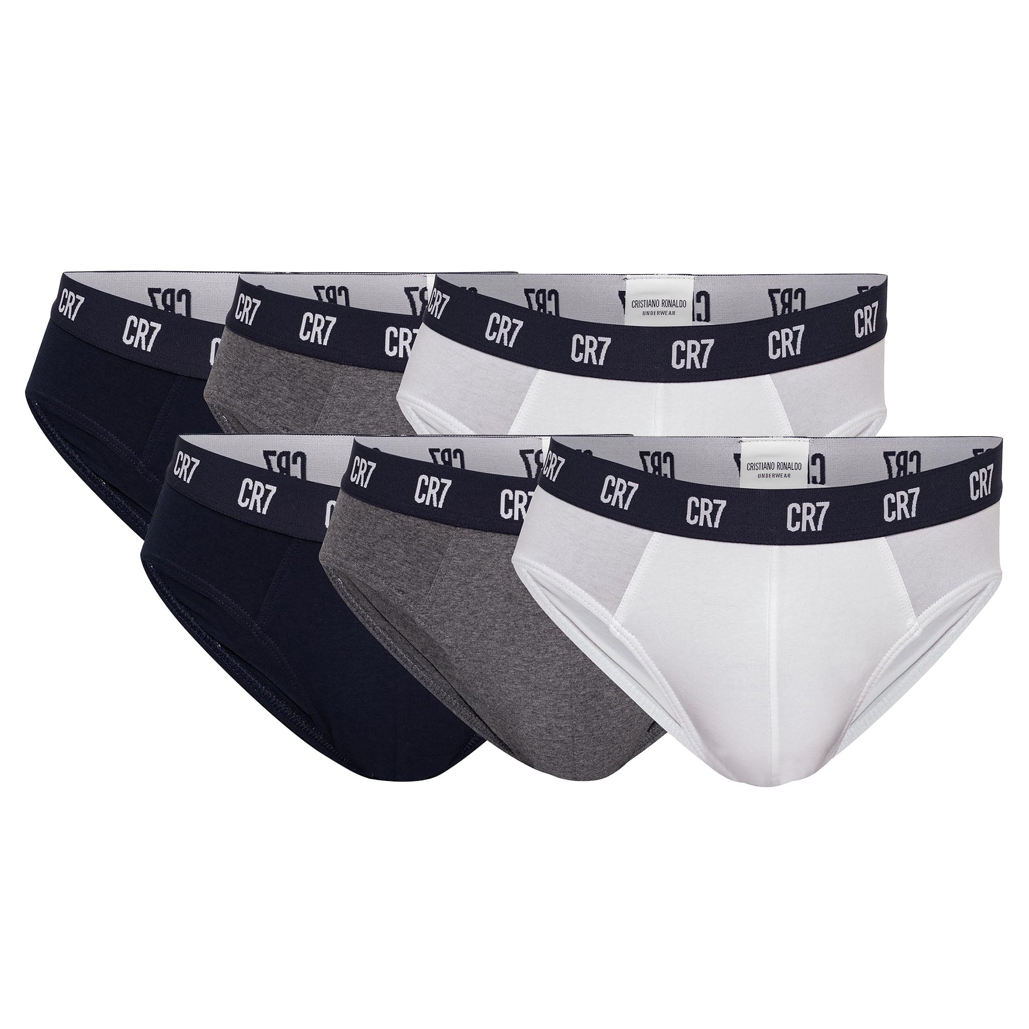 CR7 Men's Briefs, 6-pack - Briefs, Logo Waistband, Stretch Cotton