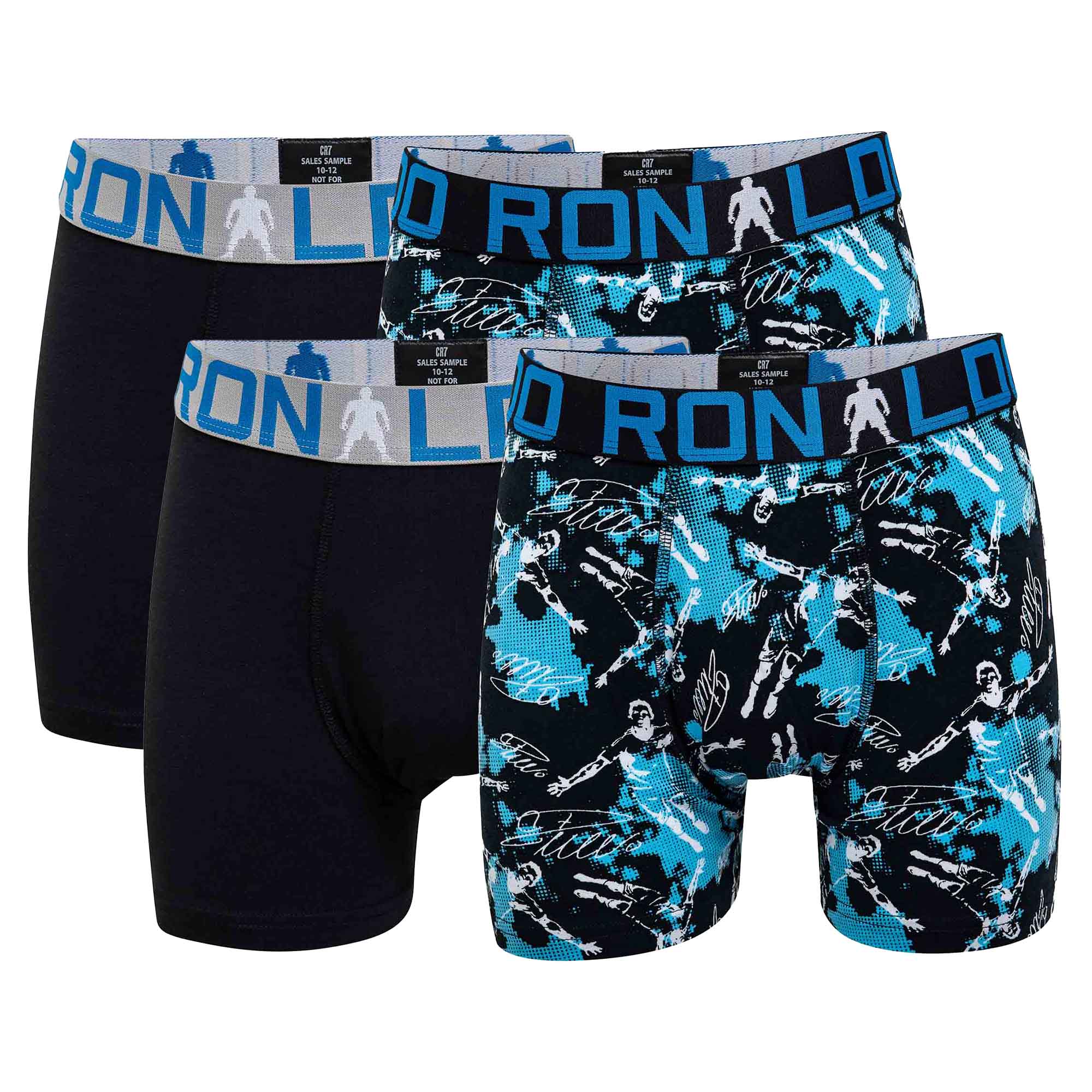 CR7 Boys' Boxer Shorts, 4-Pack - Trunks, Cotton Stretch, Logo Waistband