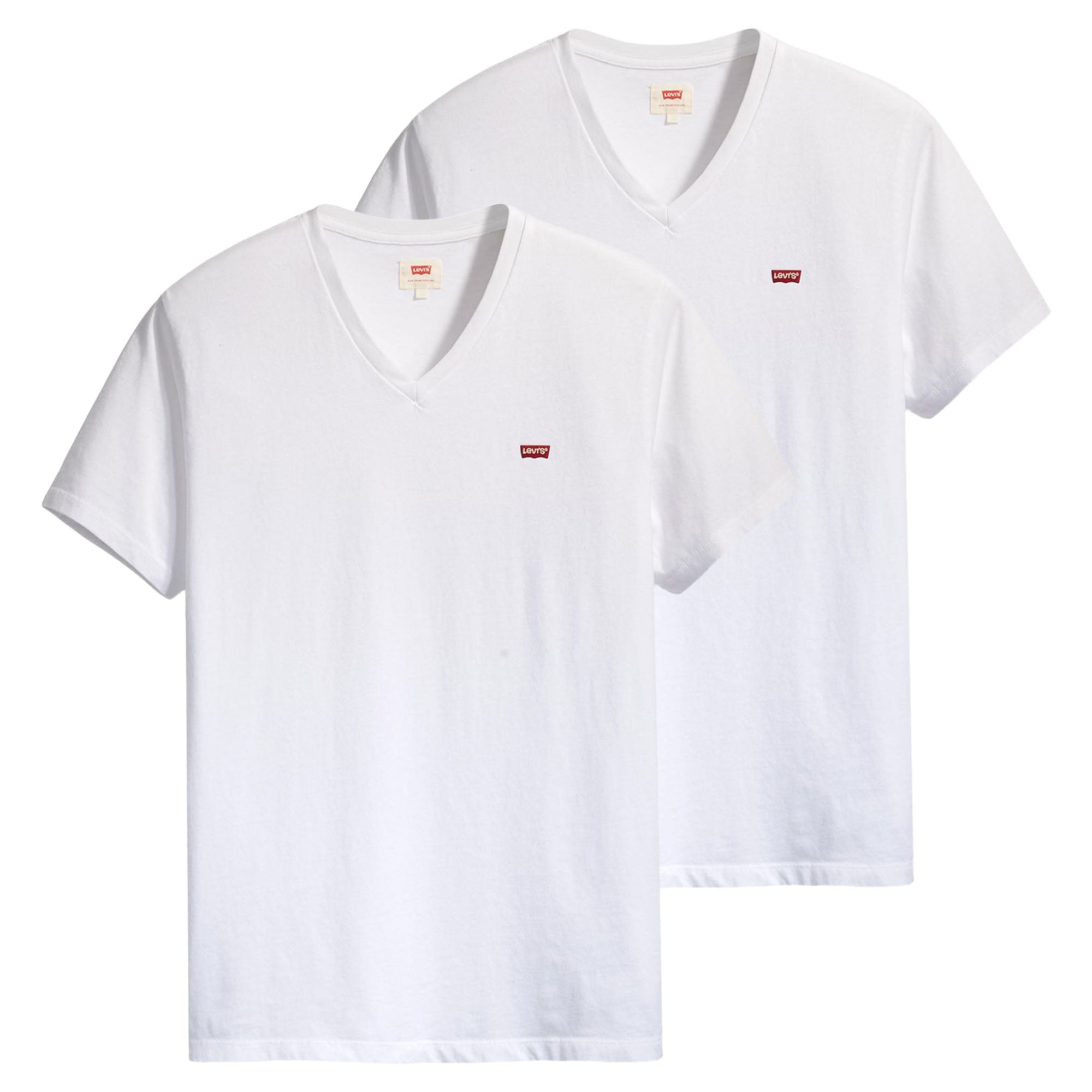 Levi's Herren T-Shirt 2er Pack - Original Housemark Tee, V-Ausschnitt, Baumwolle