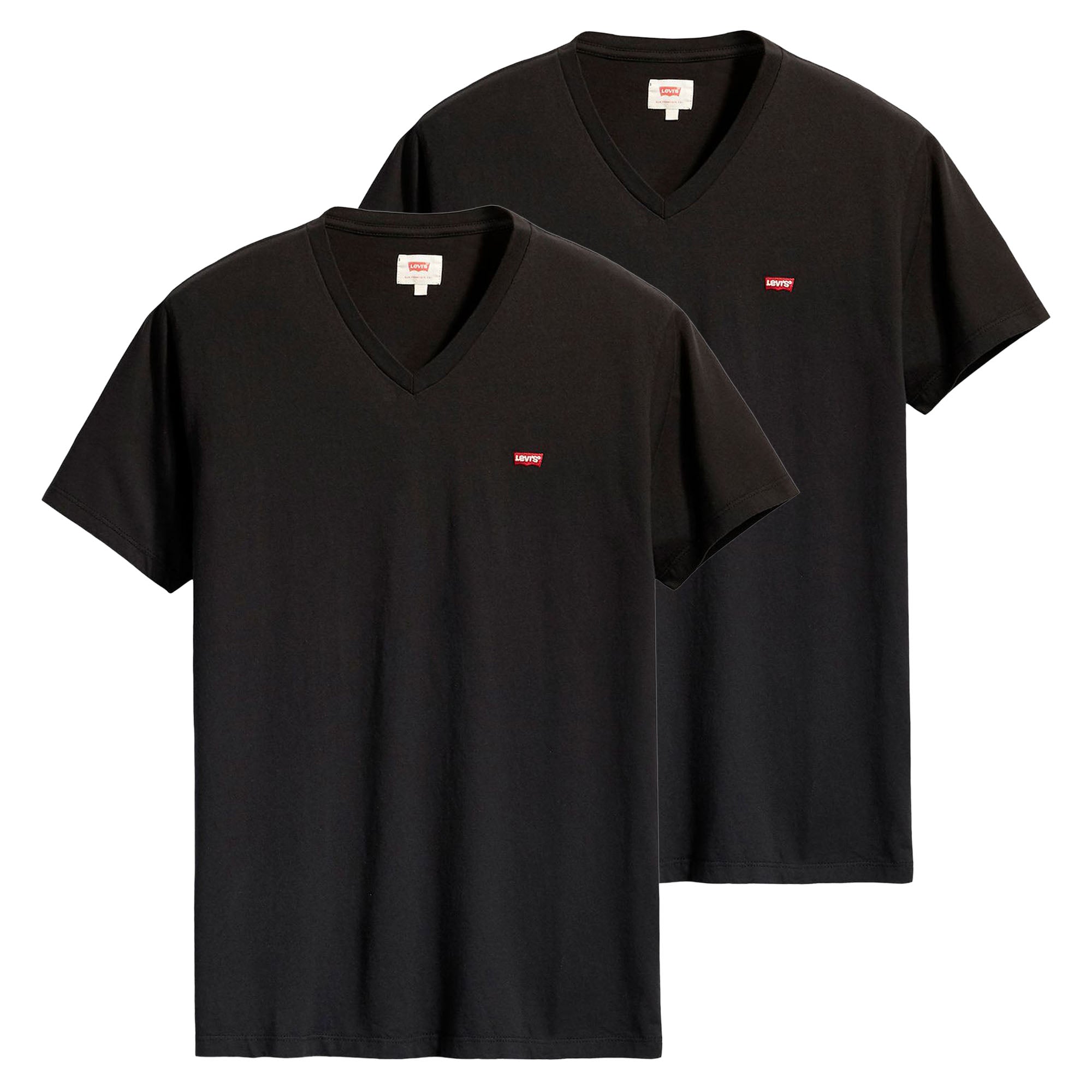 Levi's Herren T-Shirt 2er Pack - Original Housemark Tee, V-Ausschnitt, Baumwolle