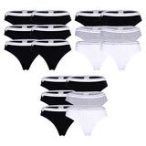LACOSTE Women's Thongs, 6-Pack - Thong, Underwear, Cotton Stretch, Logo Waistband, Solid Color