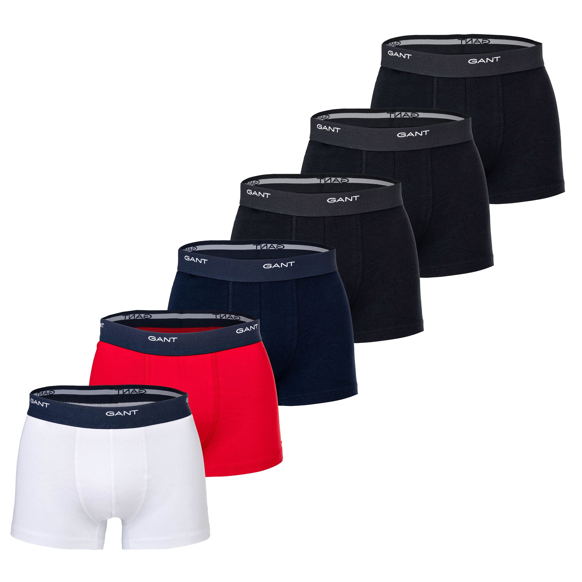 GANT Herren Boxershorts, 6er Pack - Core Trunk 6-Pack, Cotton Stretch, einfarbig