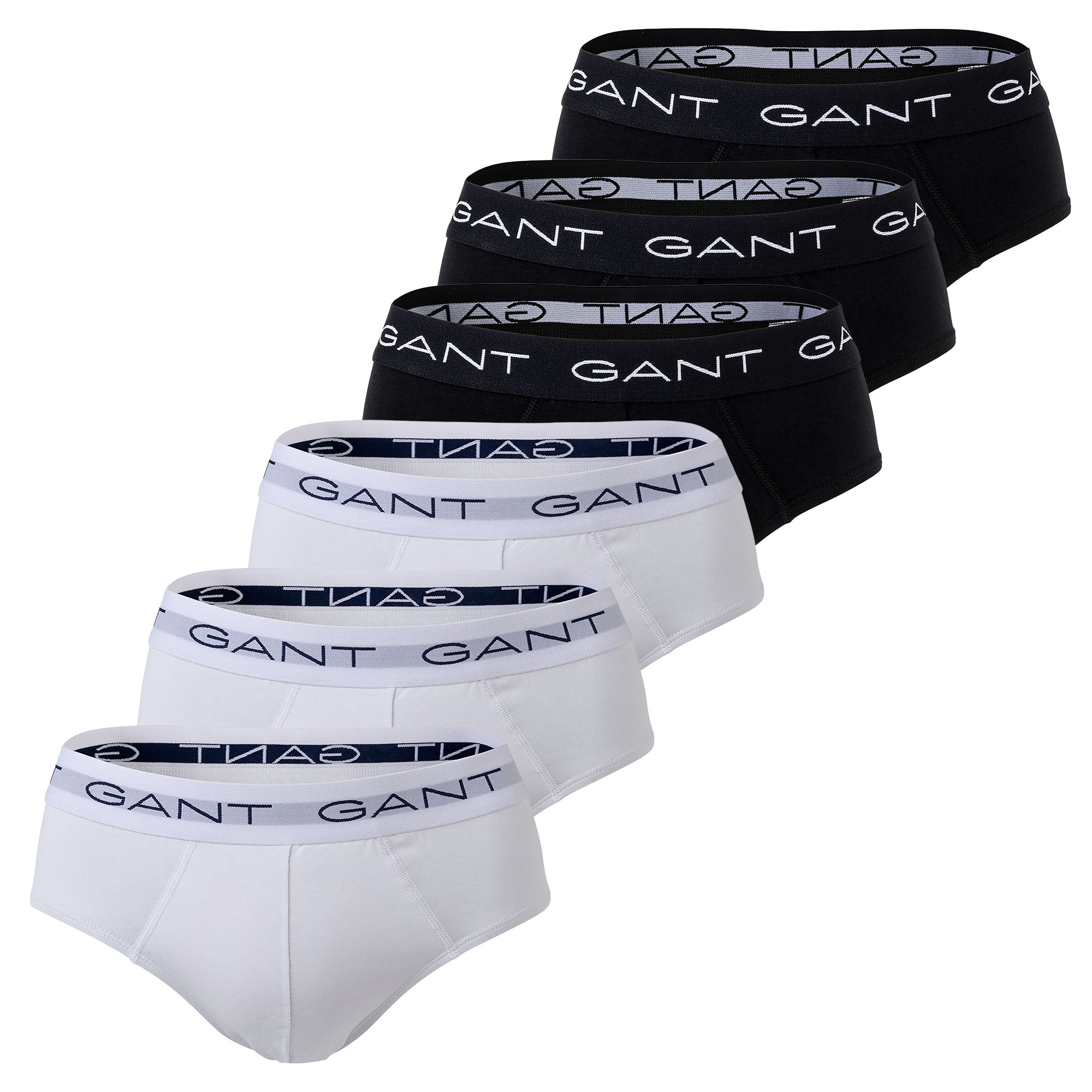 GANT Men's Briefs, 6-Pack - Brief 6-Pack, Slim Fit, Logo, Stretch Cotton, Plain
