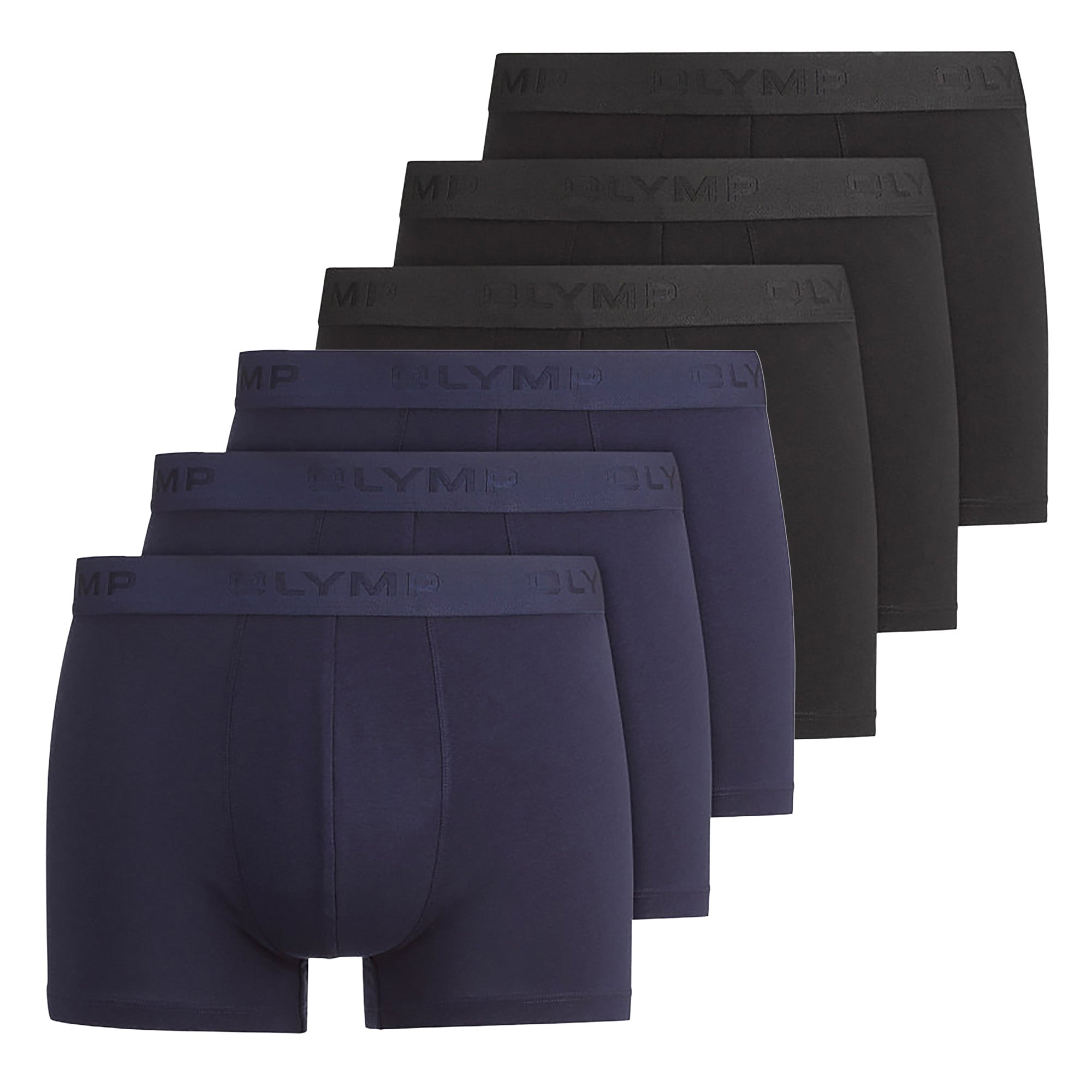 OLYMP Herren Boxershorts, 6er Pack - Trunks, Cotton Stretch, Logo, einfarbig