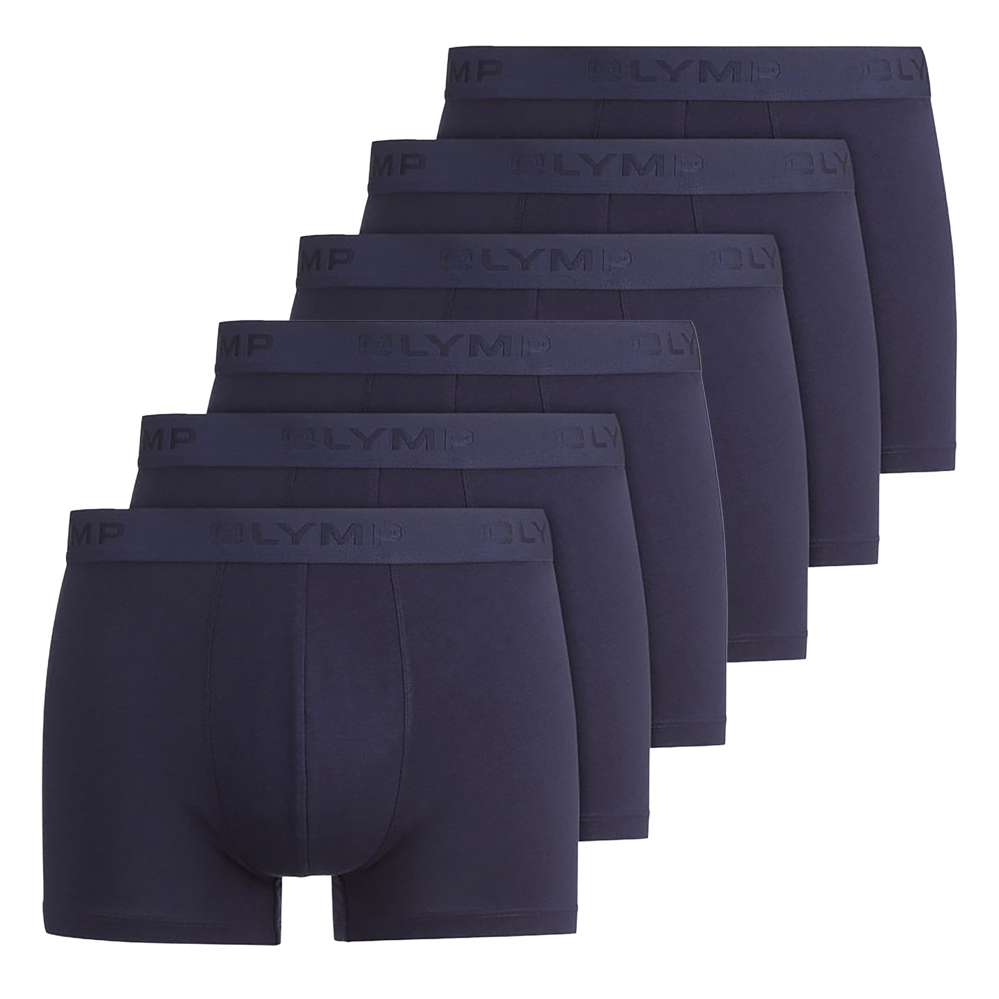 OLYMP Herren Boxershorts, 6er Pack - Trunks, Cotton Stretch, Logo, einfarbig