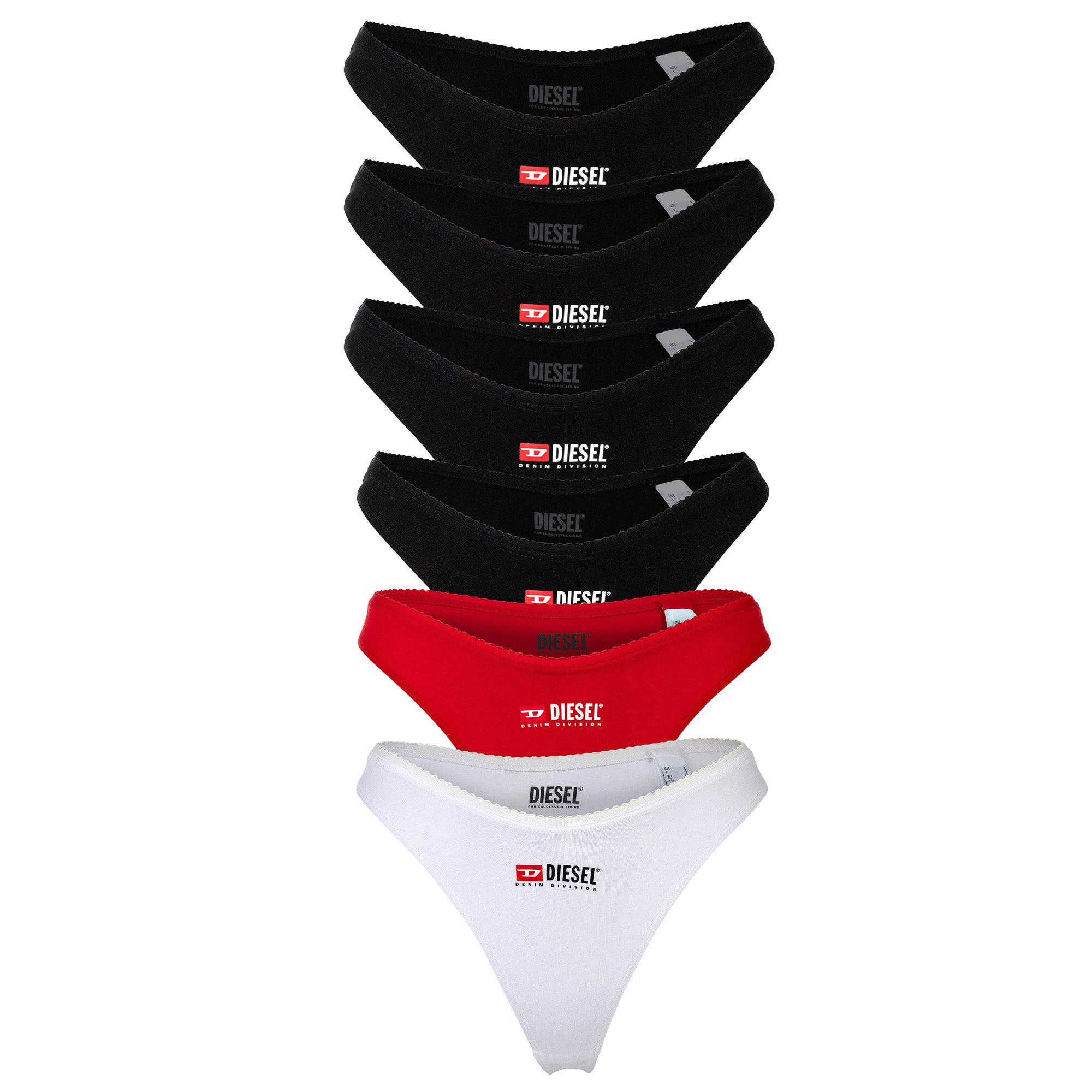 DIESEL women's tanga, 6-pack - PUNCHY-D-CORE, cotton stretch, logo