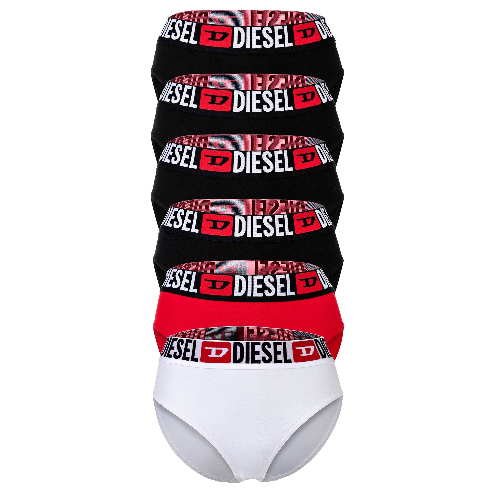 DIESEL Damen Highwaist-Slips, 6er Pack - SAM-D-CORE, Cotton Stretch, Logobund