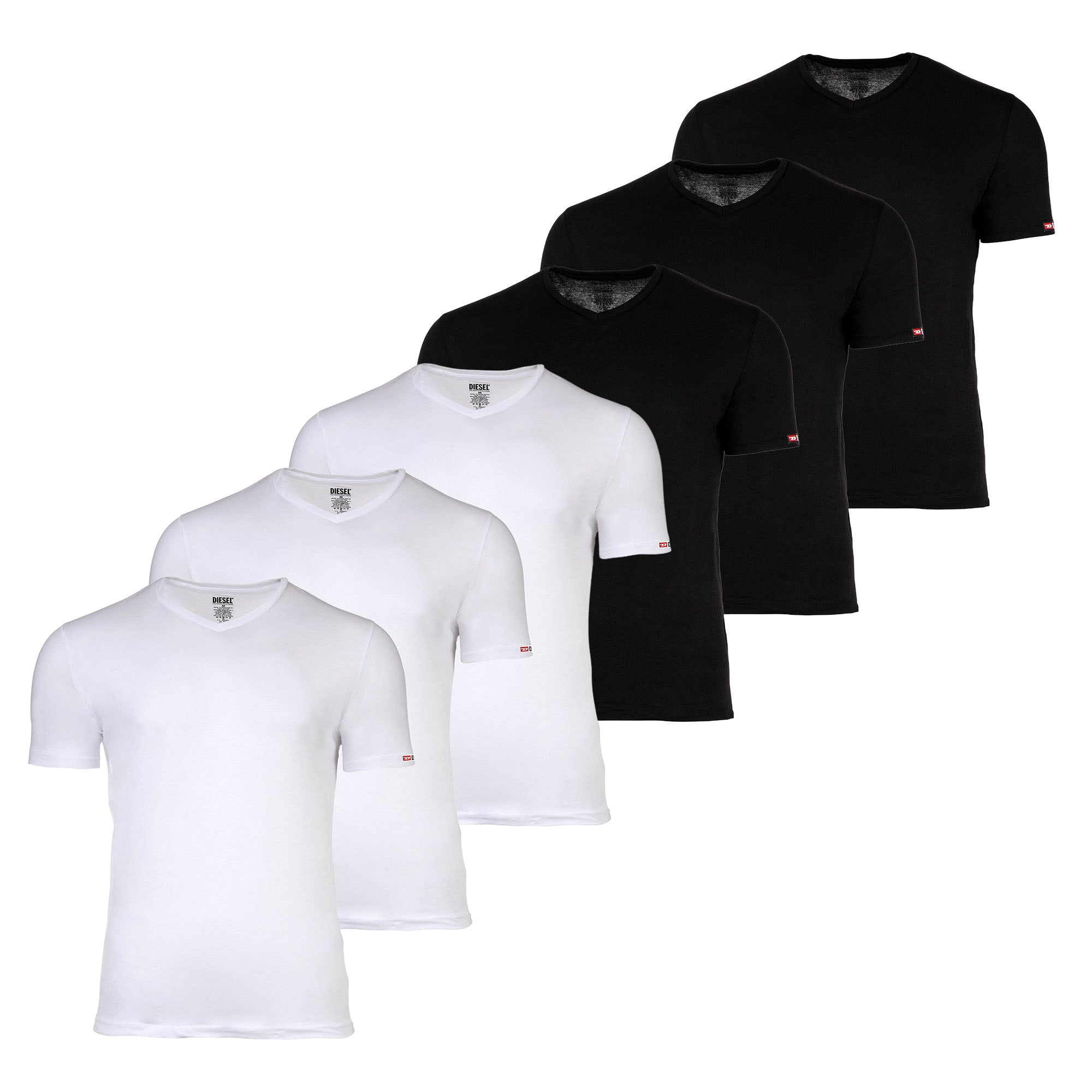 DIESEL Herren T-Shirt, 6er Pack - MICHAEL-D-CORE, Unterhemd, V-Neck, Kurzarm, Baumwolle