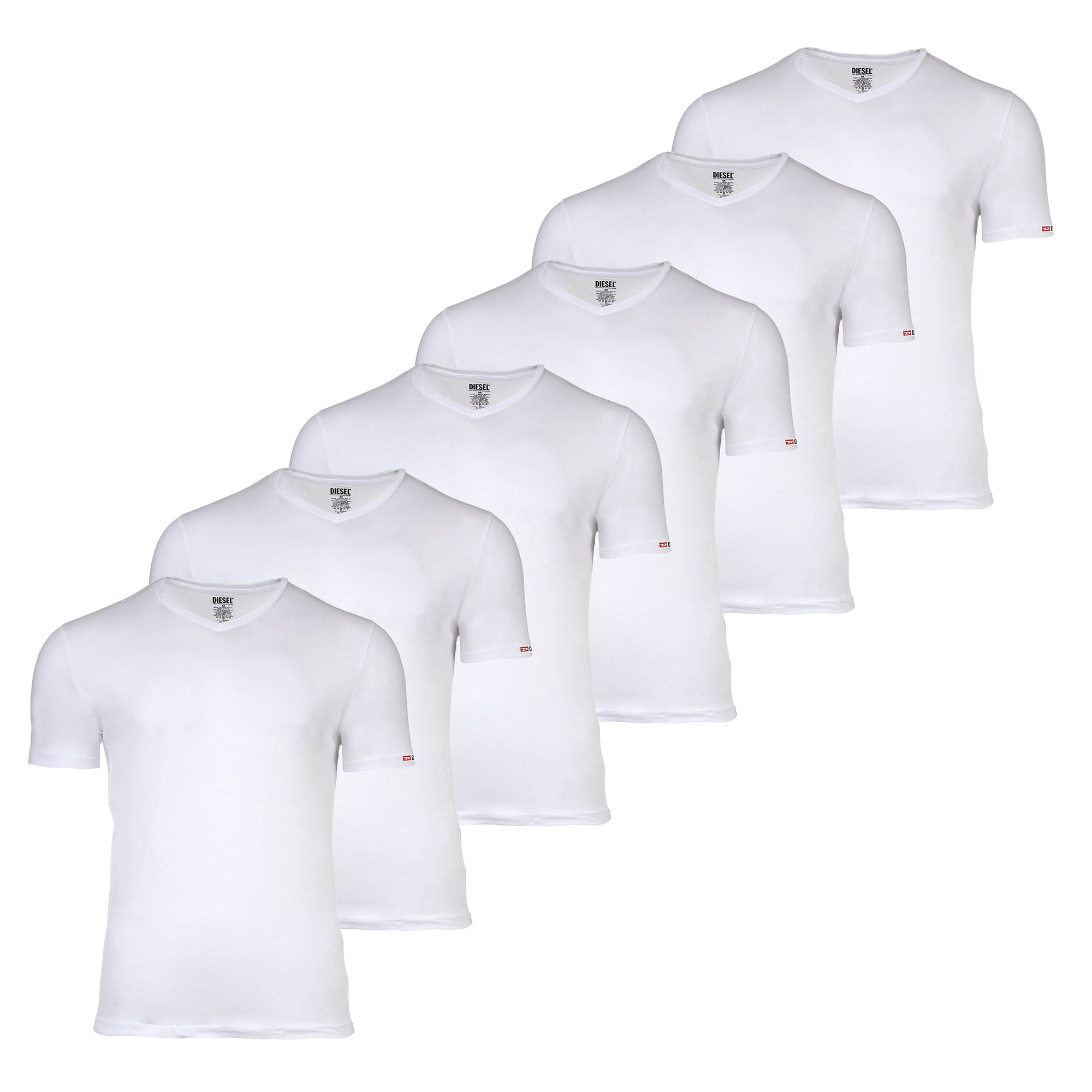 DIESEL Herren T-Shirt, 6er Pack - MICHAEL-D-CORE, Unterhemd, V-Neck, Kurzarm, Baumwolle