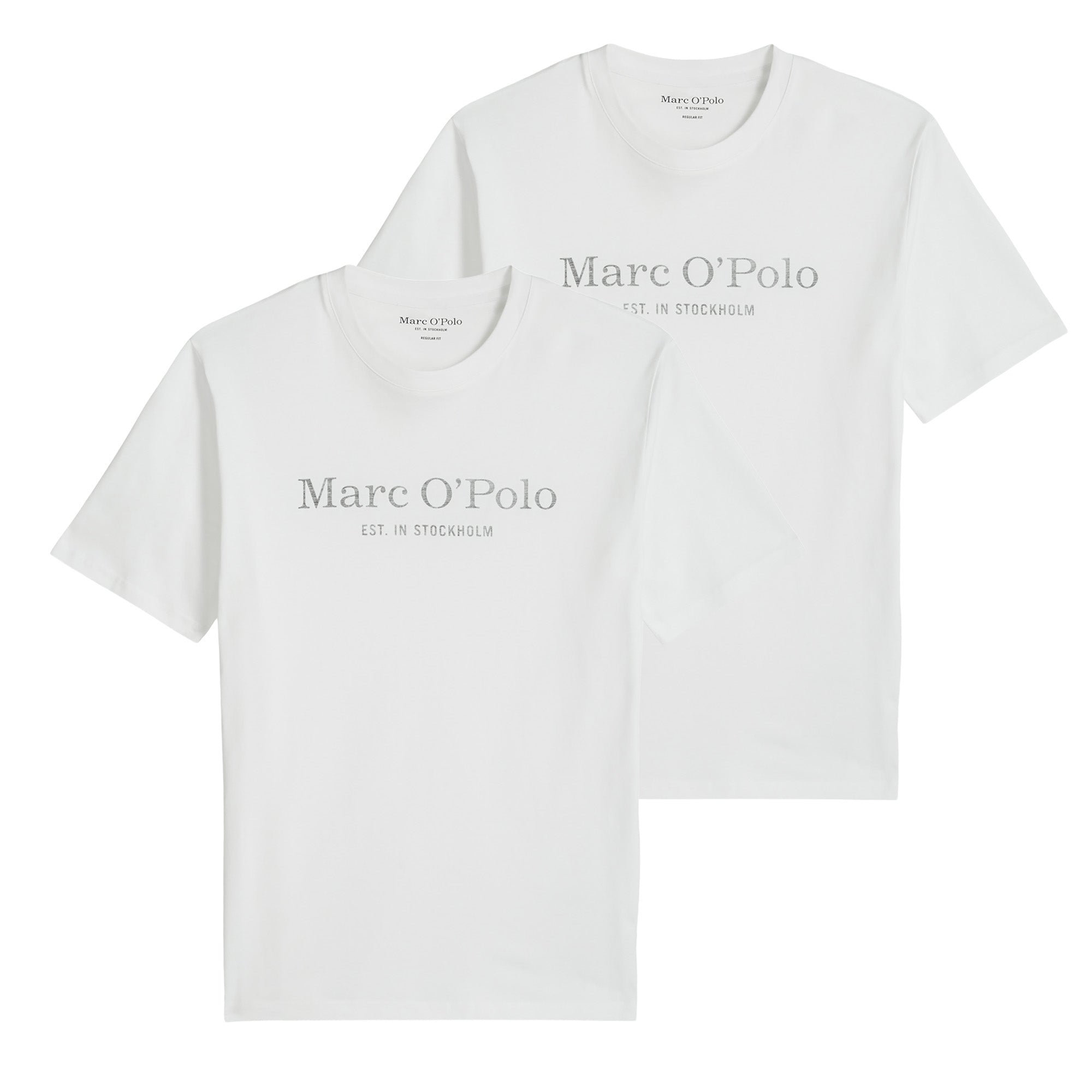 Marc O'Polo Herren T-Shirt, 2er Pack - Big-Logo, Regular Fit, Baumwolle, Logoprint, uni