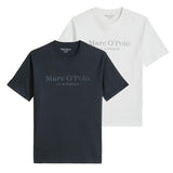 Marc O'Polo Herren T-Shirt, 2er Pack - Big-Logo, Regular Fit, Baumwolle, Logoprint, uni