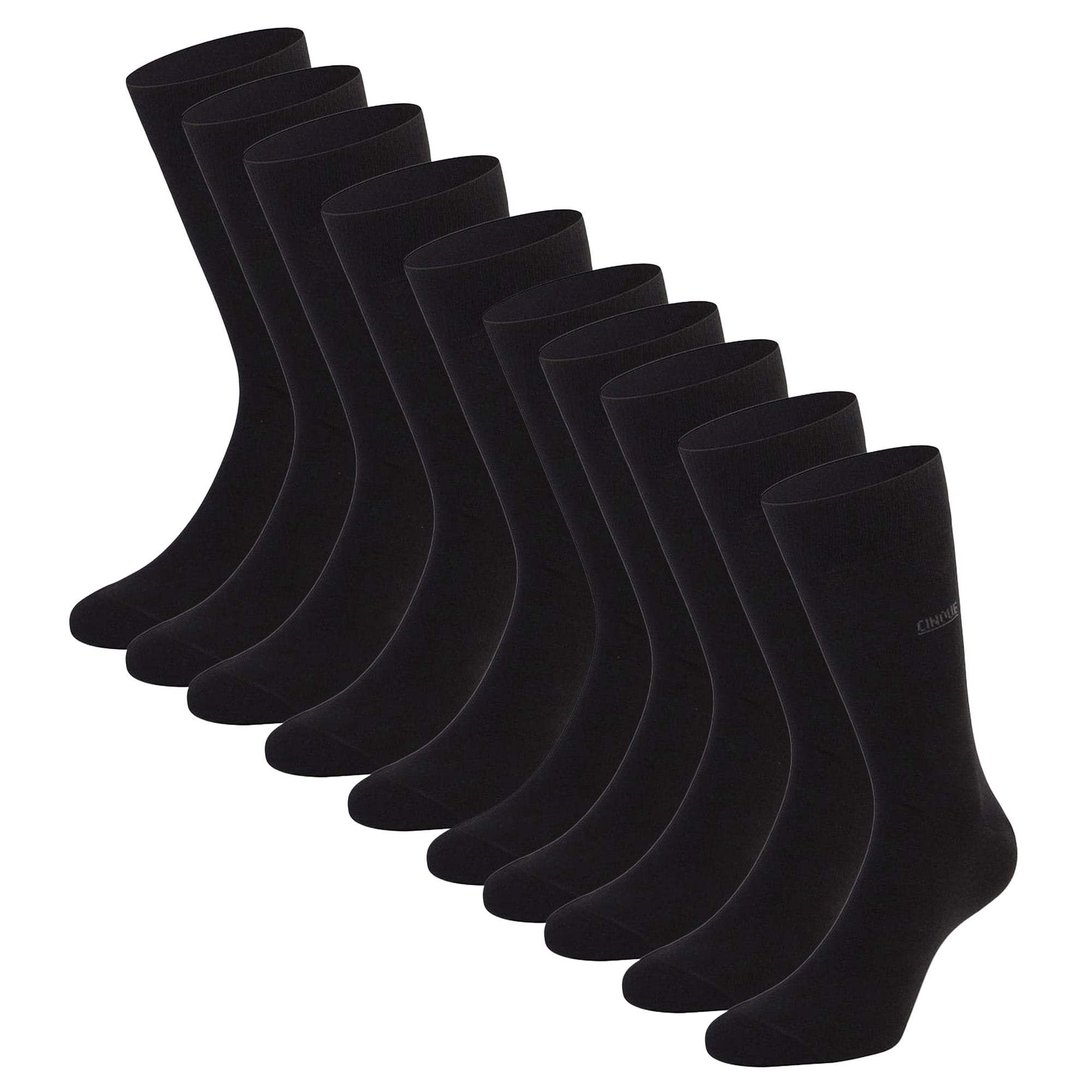CINQUE Men's Socks, 10-Pack - Business Socks, Cotton Blend, Logo, Solid Color
