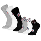 NFL Unisex Socks, 6-pack – NFL Shield 3-pack Crew Socks, 3-pack Quarter Socks, Stripes, Logo, Cotton Blend