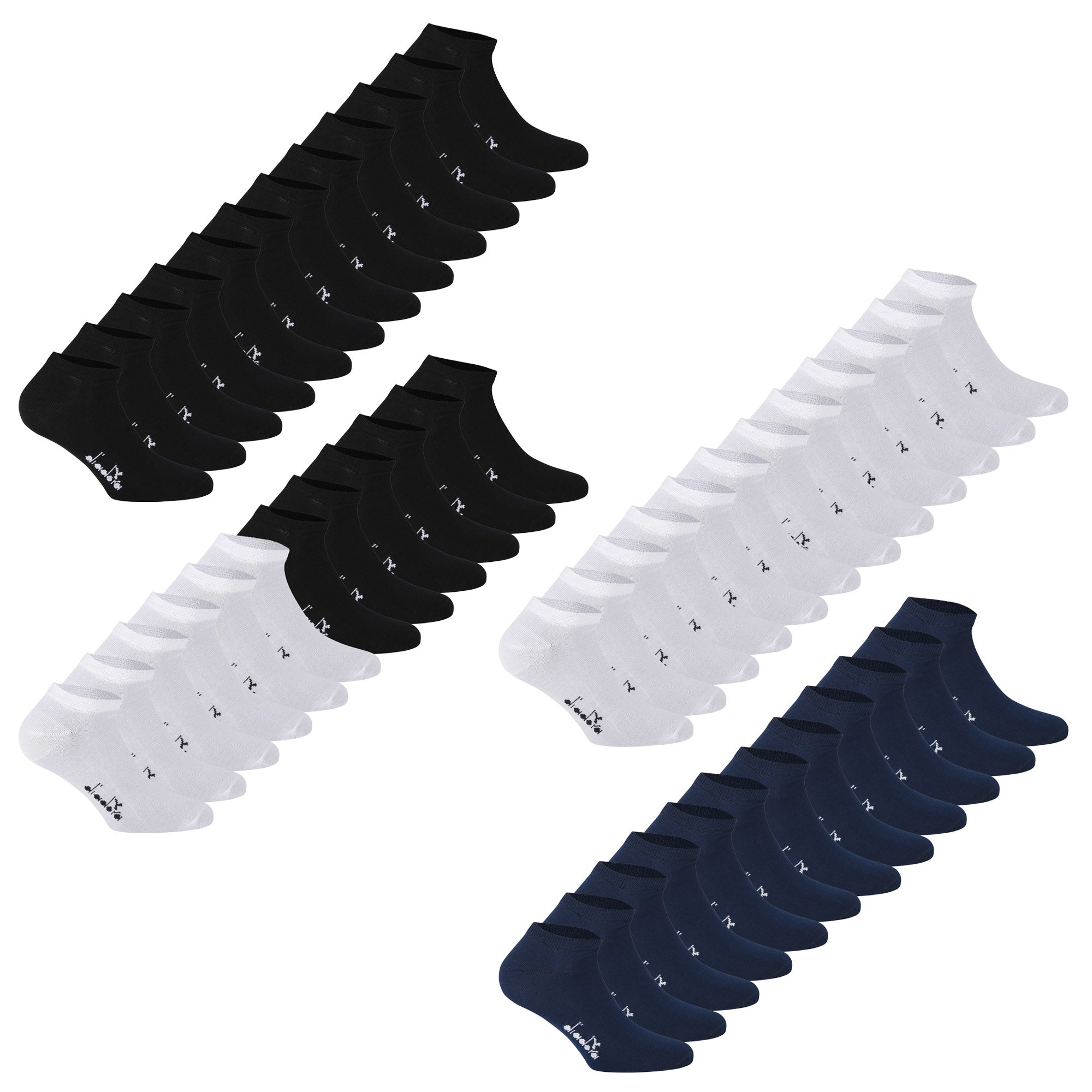 Diadora Unisex Sneaker Socken, 12er Pack - Sportsocken, Mercerisierte Baumwolle, Logo, einfarbig