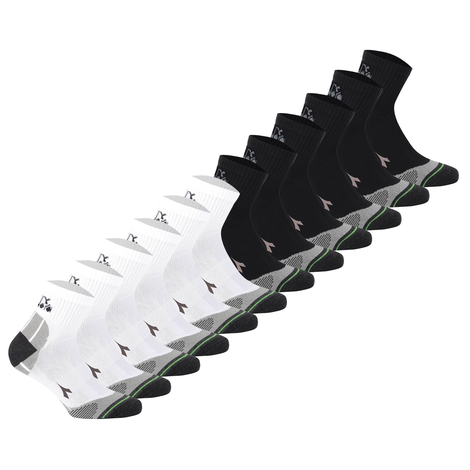 Diadora Unisex Quarter Sportsocken, 12er Pack - Socken, Logo, Muster