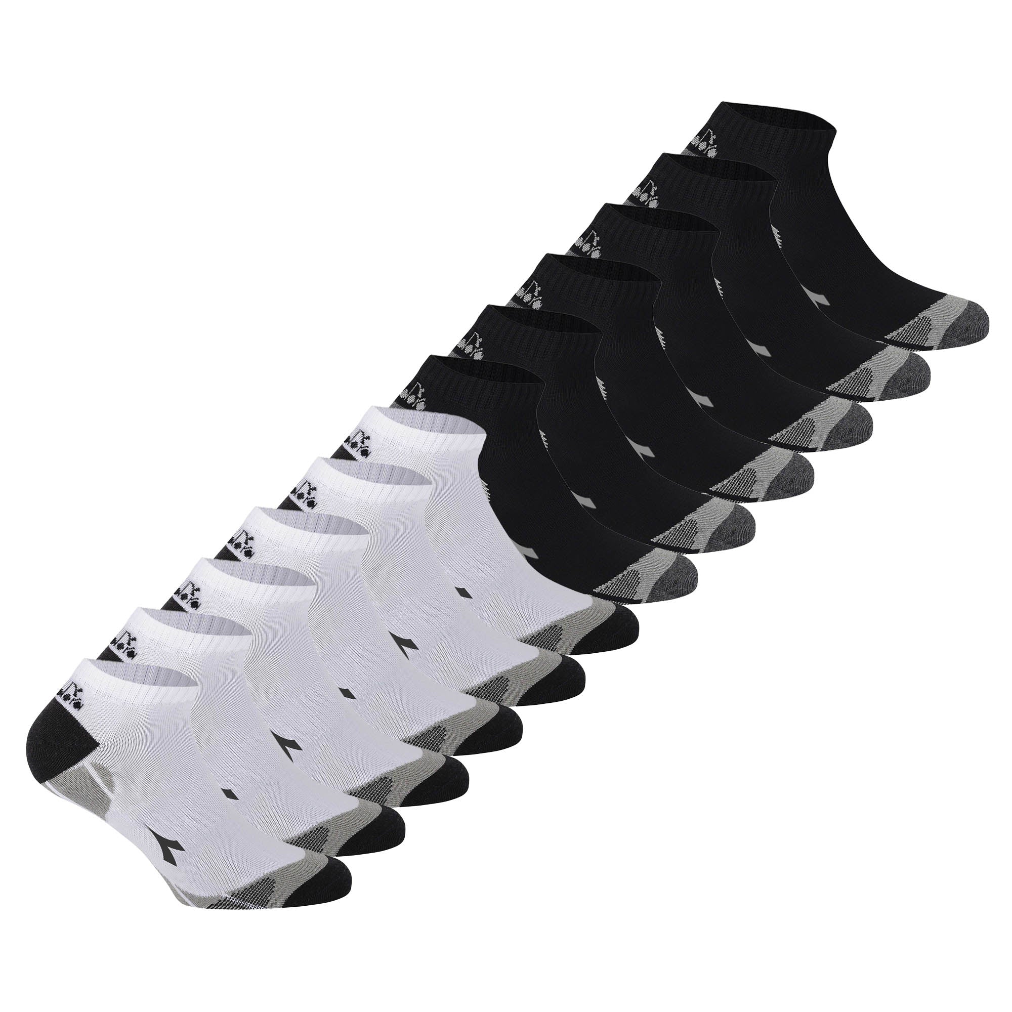 Diadora Unisex Sneaker Sportsocken, 12er Pack - Socken, Mehrfachpackung, Logo, Muster