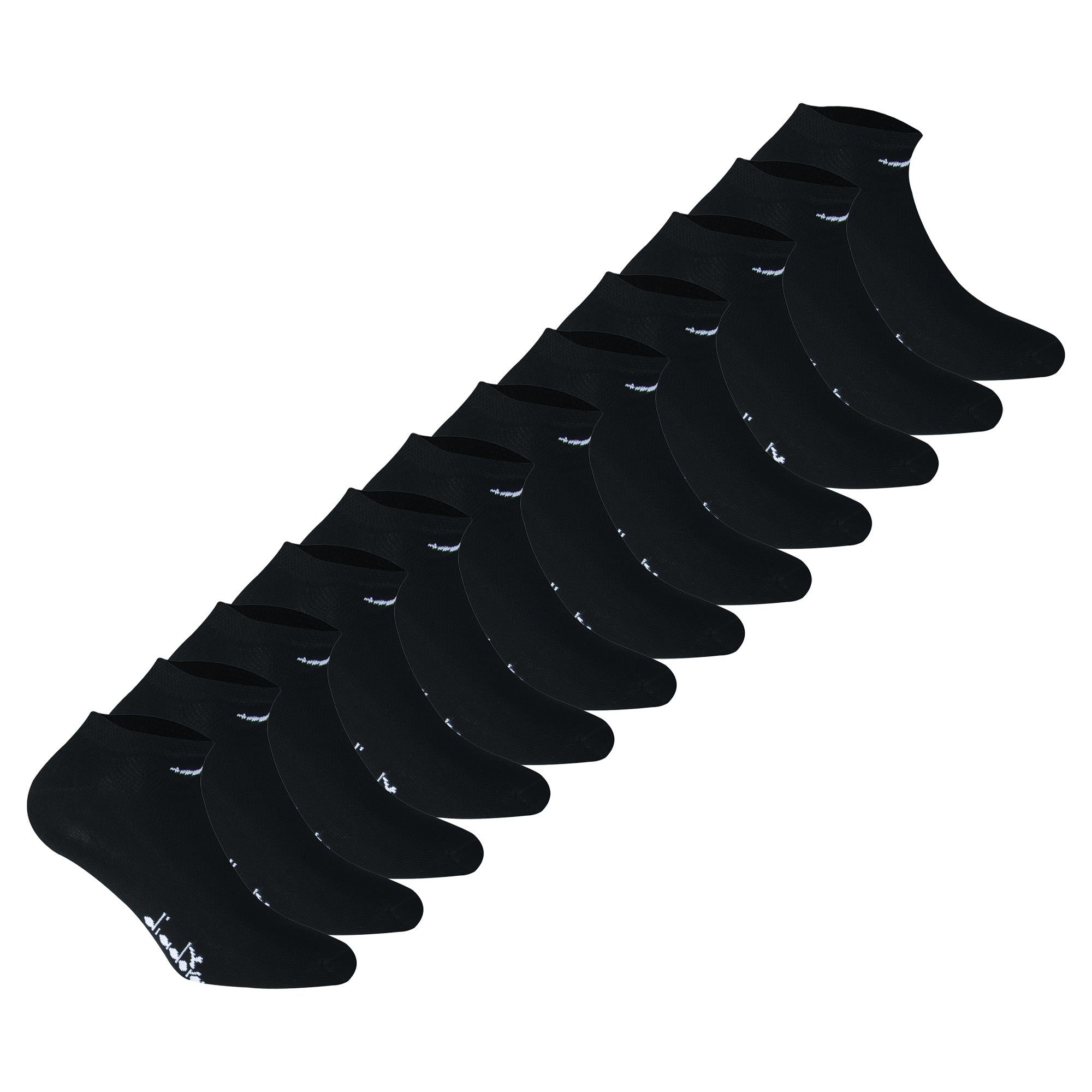 Diadora Unisex Sneaker Socken, 12er Pack - Socken, Mercerisierte Baumwolle, Logo, einfarbig