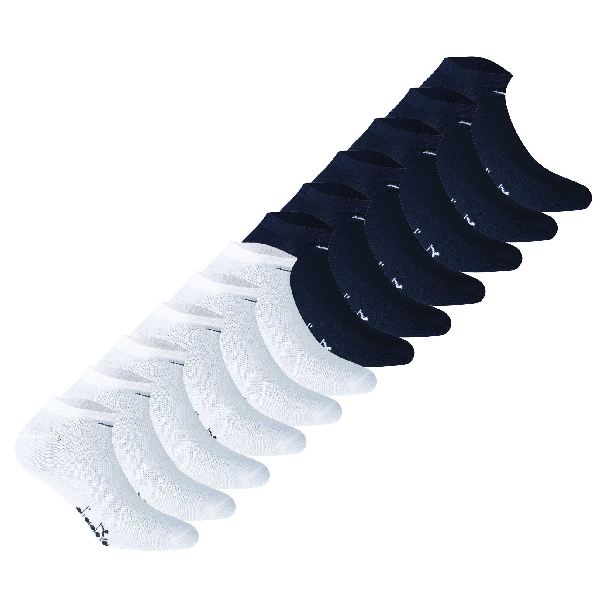 Diadora Unisex Sneaker Socken, 12er Pack - Socken, Mercerisierte Baumwolle, Logo, einfarbig