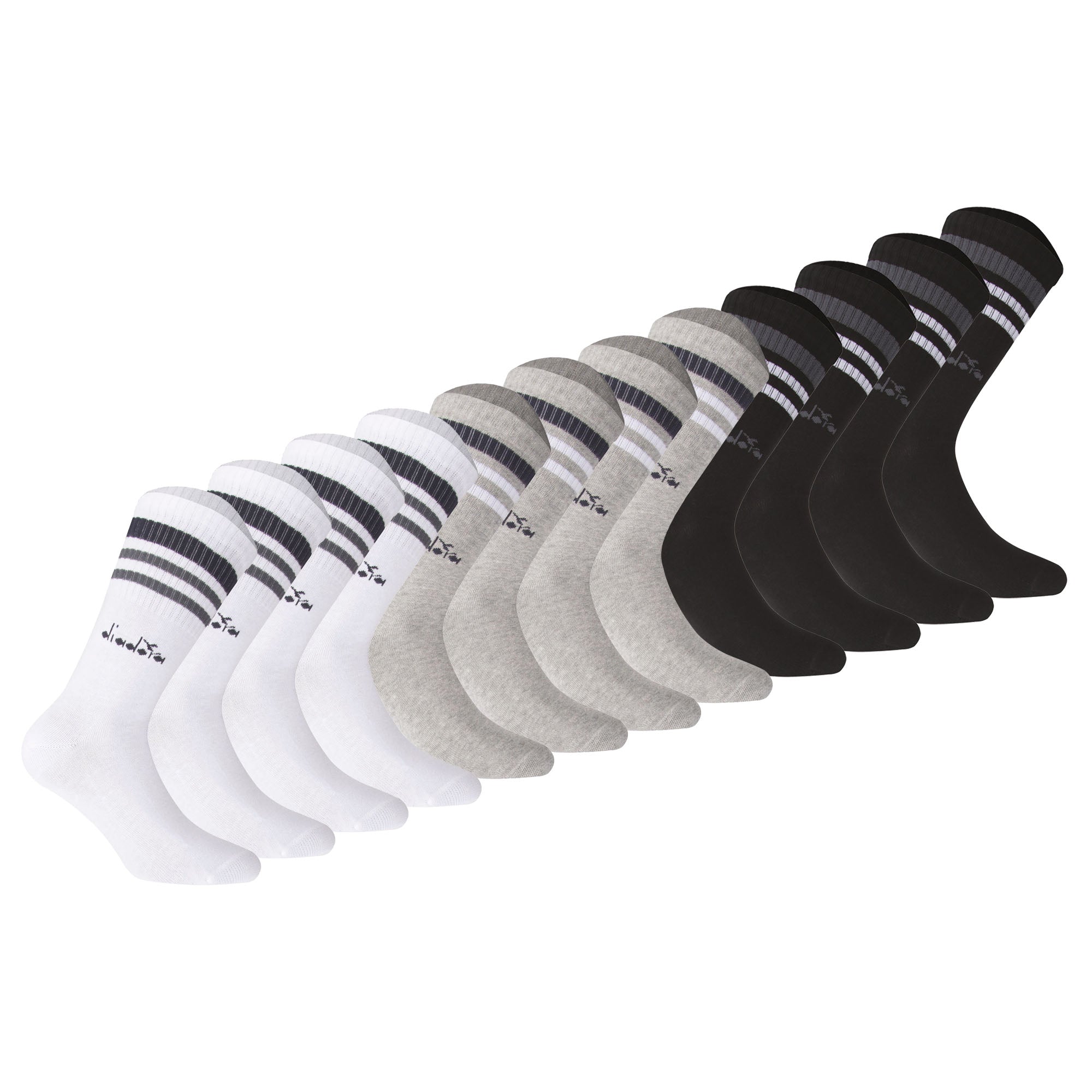 Diadora Unisex Tennissocken - 12er Pack, Logo, Streifen