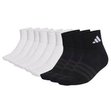 adidas Unisex Quarter Socks, 9-pack - Cushioned Sportswear Ankle Socks, logo, padded, solid color