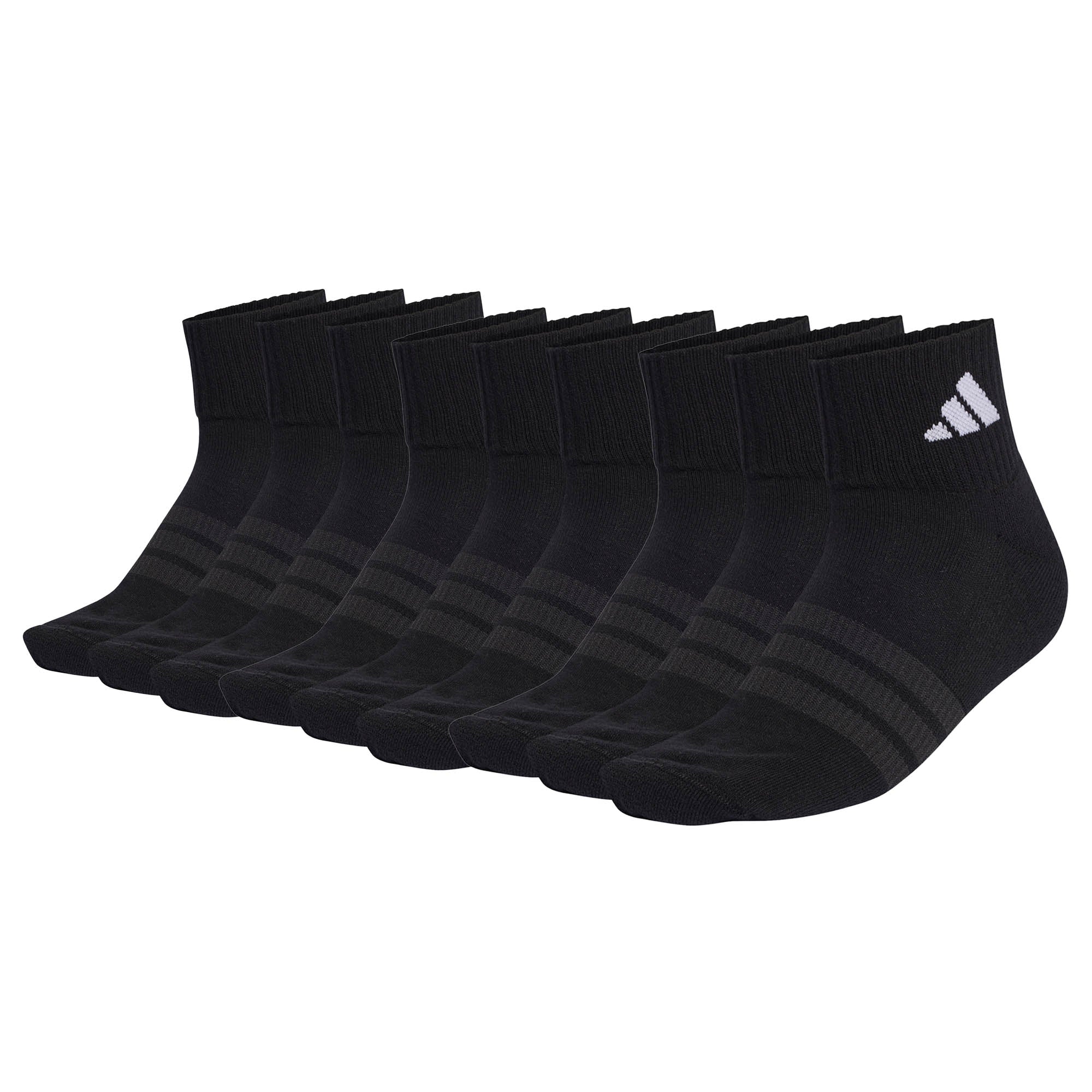 adidas Unisex Quarter Socken, 9er Pack - Cushioned Sportswear Ankle Socks, Logo, gepolstert, einfarbig