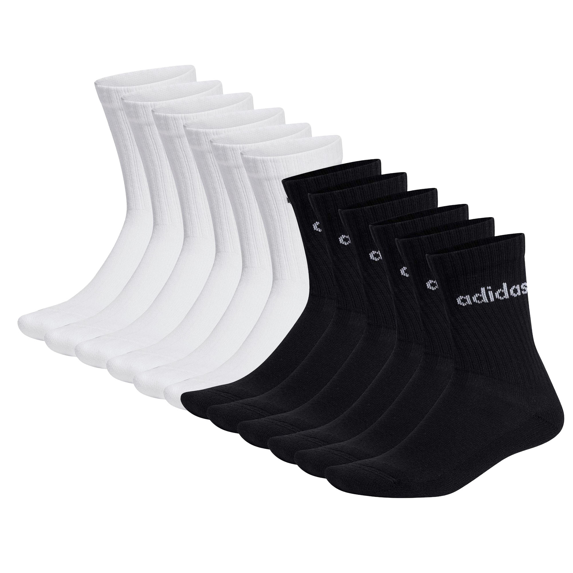 adidas Unisex Socken, 12er Pack - Linear Crew Cushioned, Logo, gepolstert, einfarbig