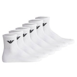 EMPORIO ARMANI Men's Quarter Socks, 6-Pack - SPORTY SPONGE, Ankle Socks, One Size