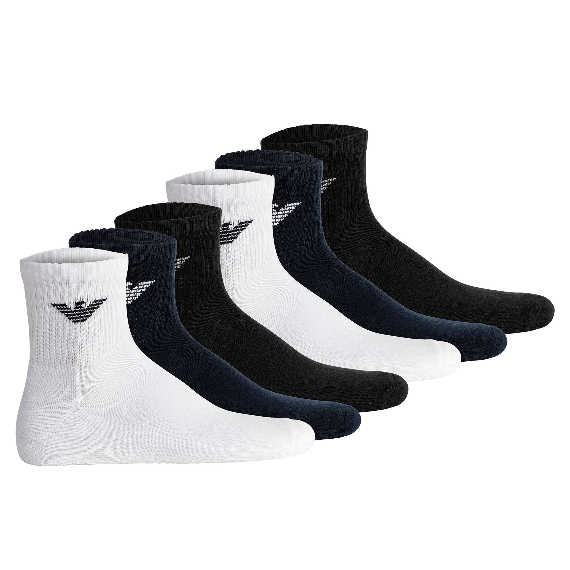 EMPORIO ARMANI Herren Quartersocken, 6er Pack - SPORTY SPONGE, Ankle Socks, One Size