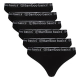 Bamboo basics ladies String EMMA, 6-pack - Logo waistband, breathable, Single Jersey
