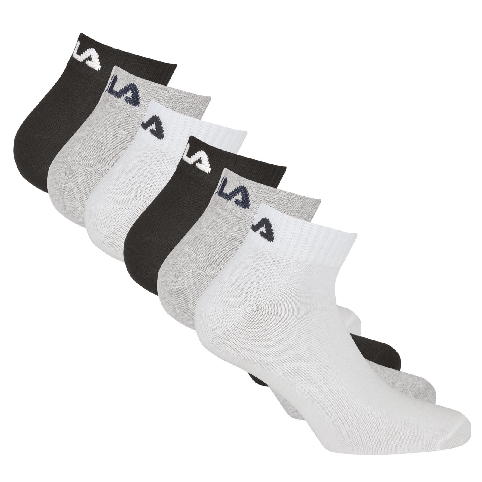 FILA Unisex Quarter Socken, 6er Pack - Kurzsocken, Training, Sport, Logo (2x 3 Paar)