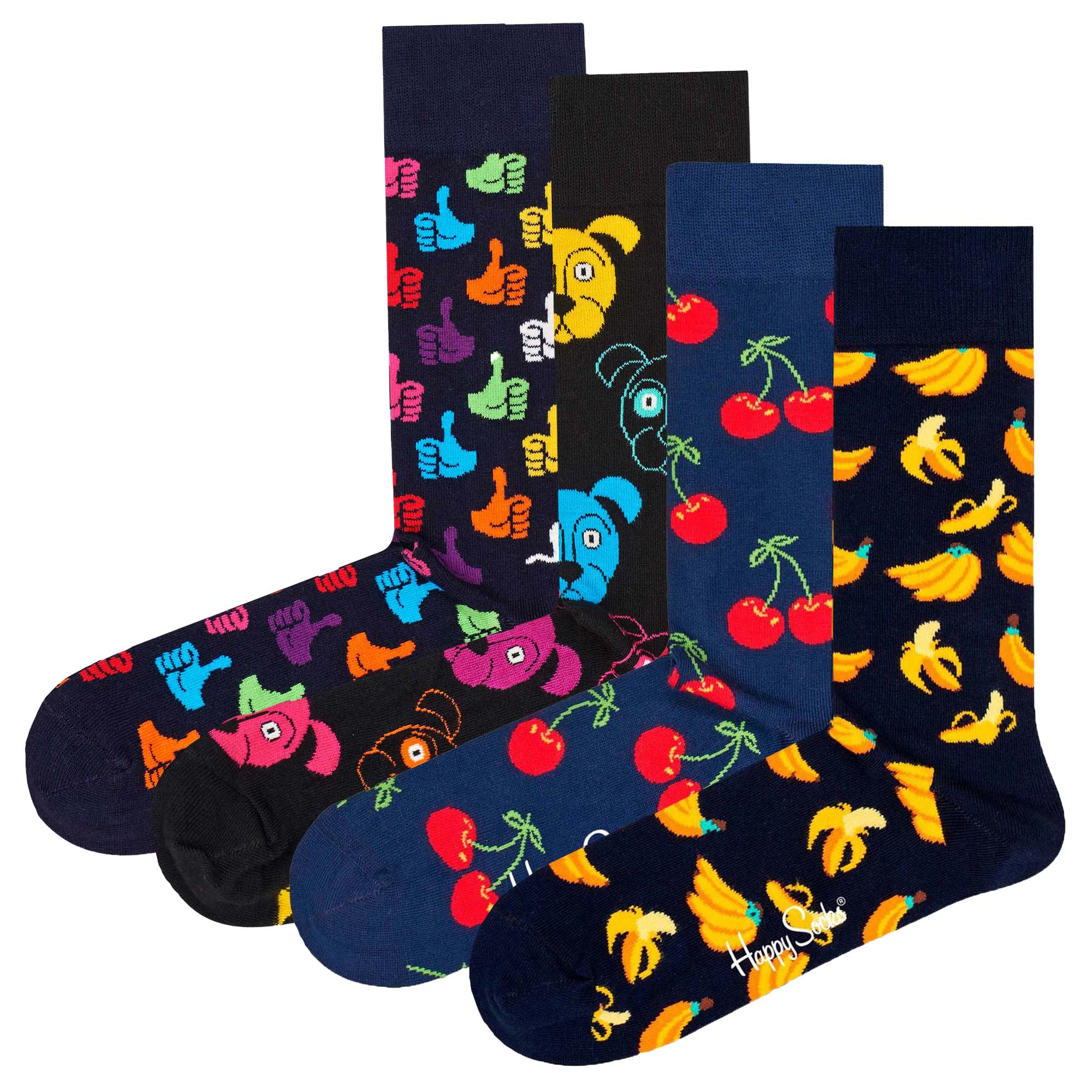 Happy Socks Unisex Socks, 4-pack - Classic Crew, Organic Cotton, Mix of Colours
