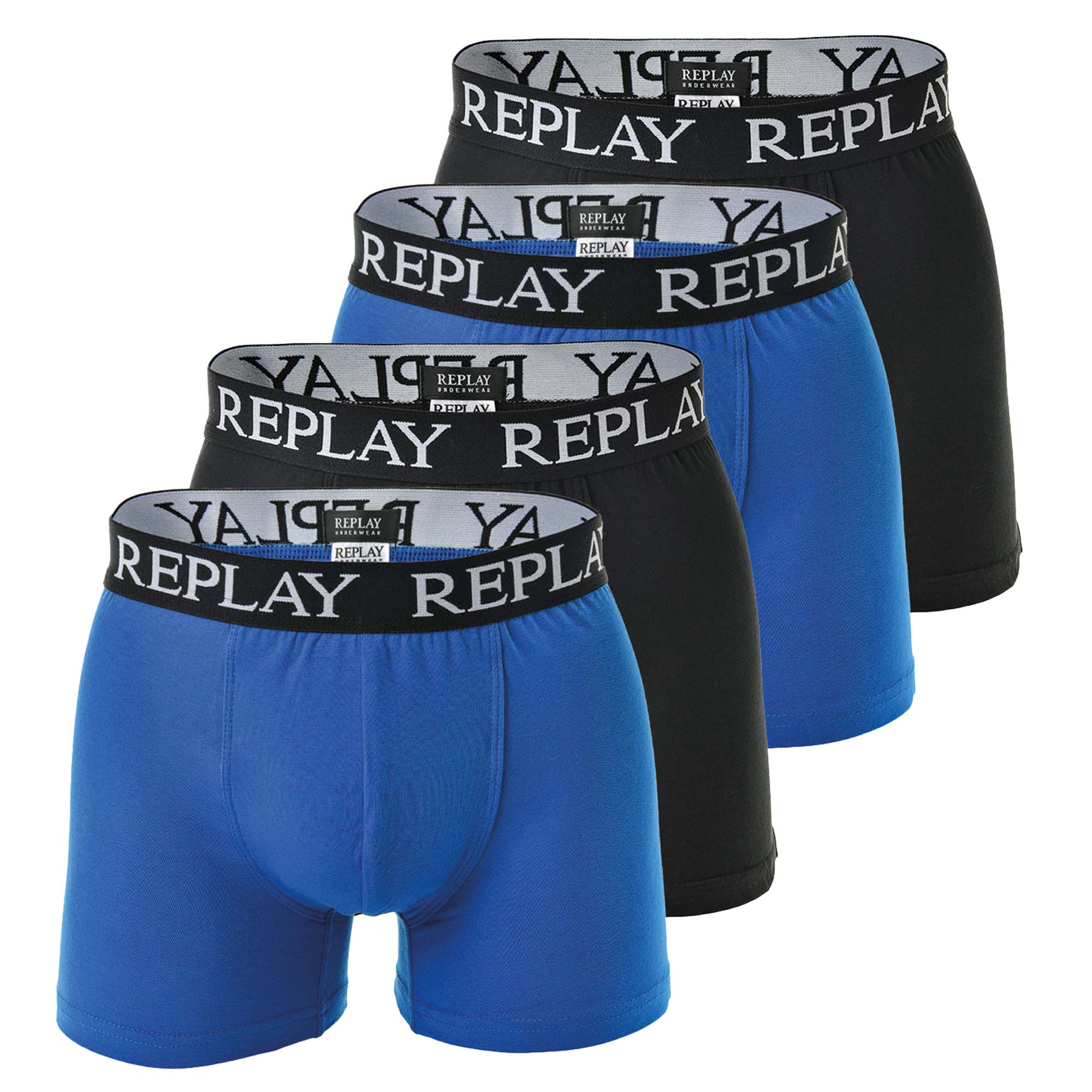 REPLAY Herren Boxer Shorts, 4er Pack - Trunks, Cotton Stretch