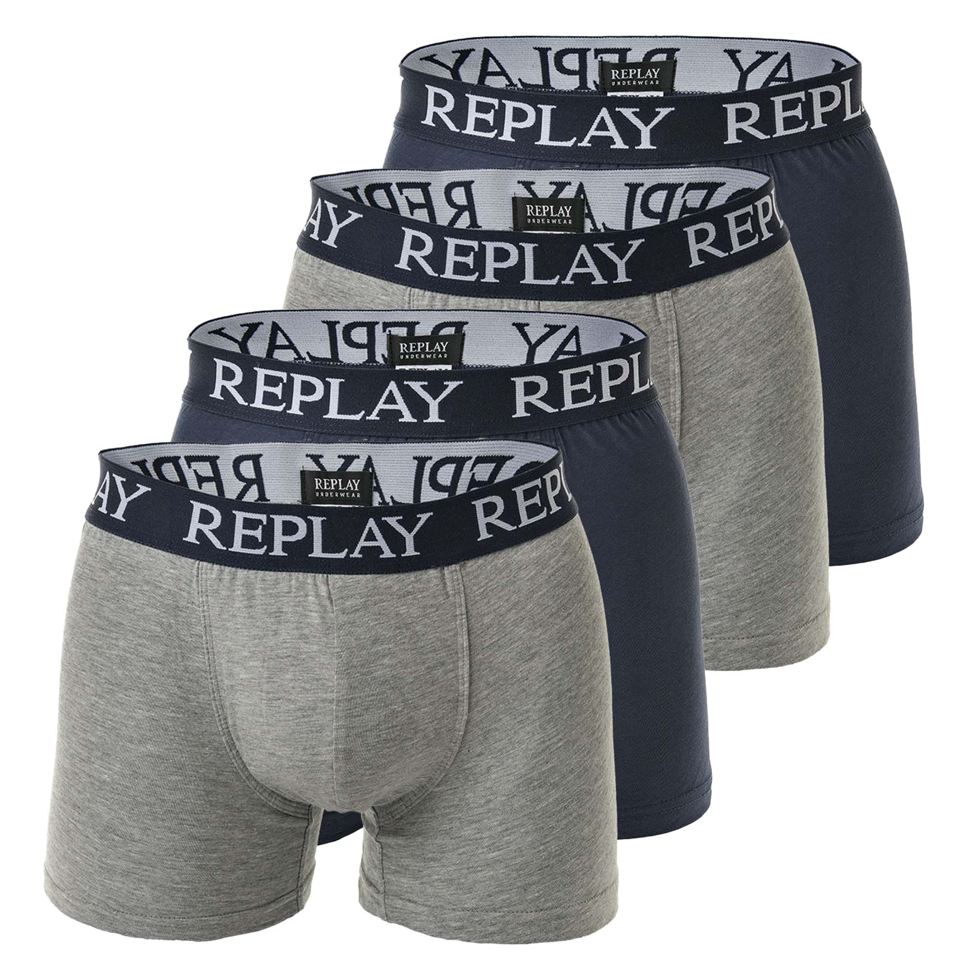 REPLAY Herren Boxer Shorts, 4er Pack - Trunks, Cotton Stretch