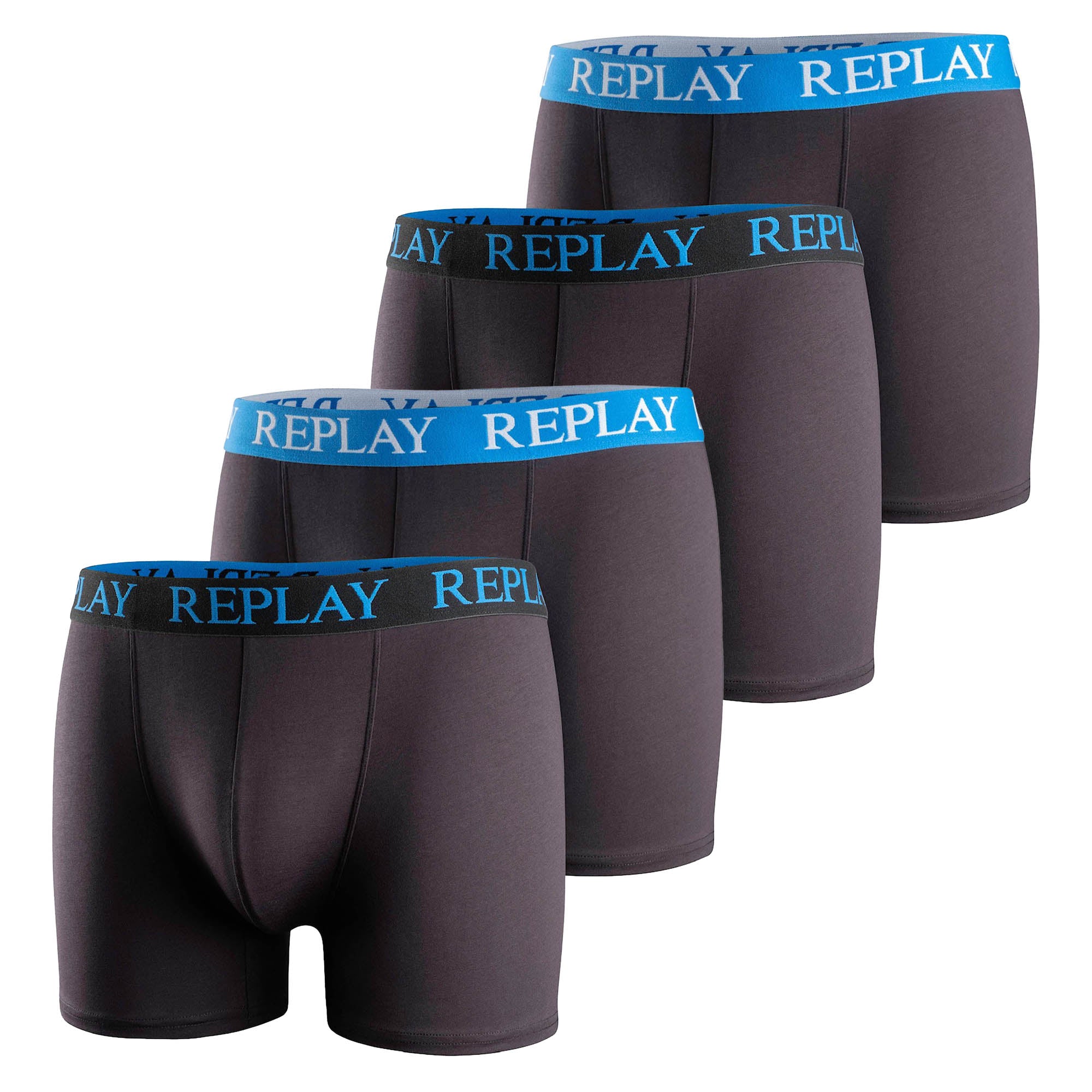 REPLAY Herren Boxer Shorts, 4er Pack - Trunks, Cotton Stretch