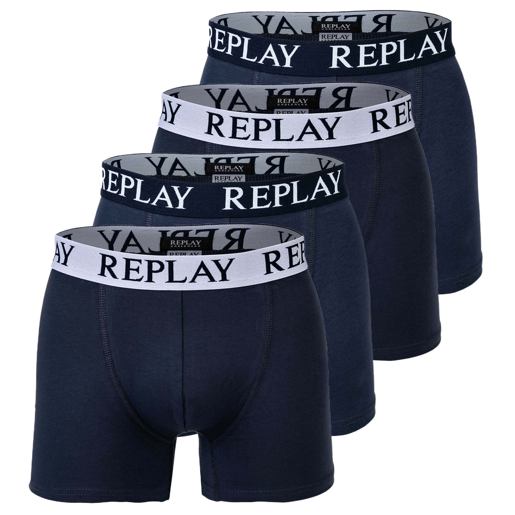 REPLAY Herren Boxer Shorts, 4er Pack - Trunks, Cotton Stretch