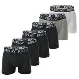 REPLAY Herren Boxershorts, 6er Pack - Unterhosen, Baumwolle, Logo, einfarbig