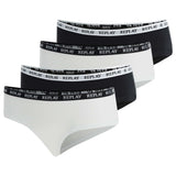 REPLAY women's panties, 4-pack - briefs, logo waistband, cotton blend