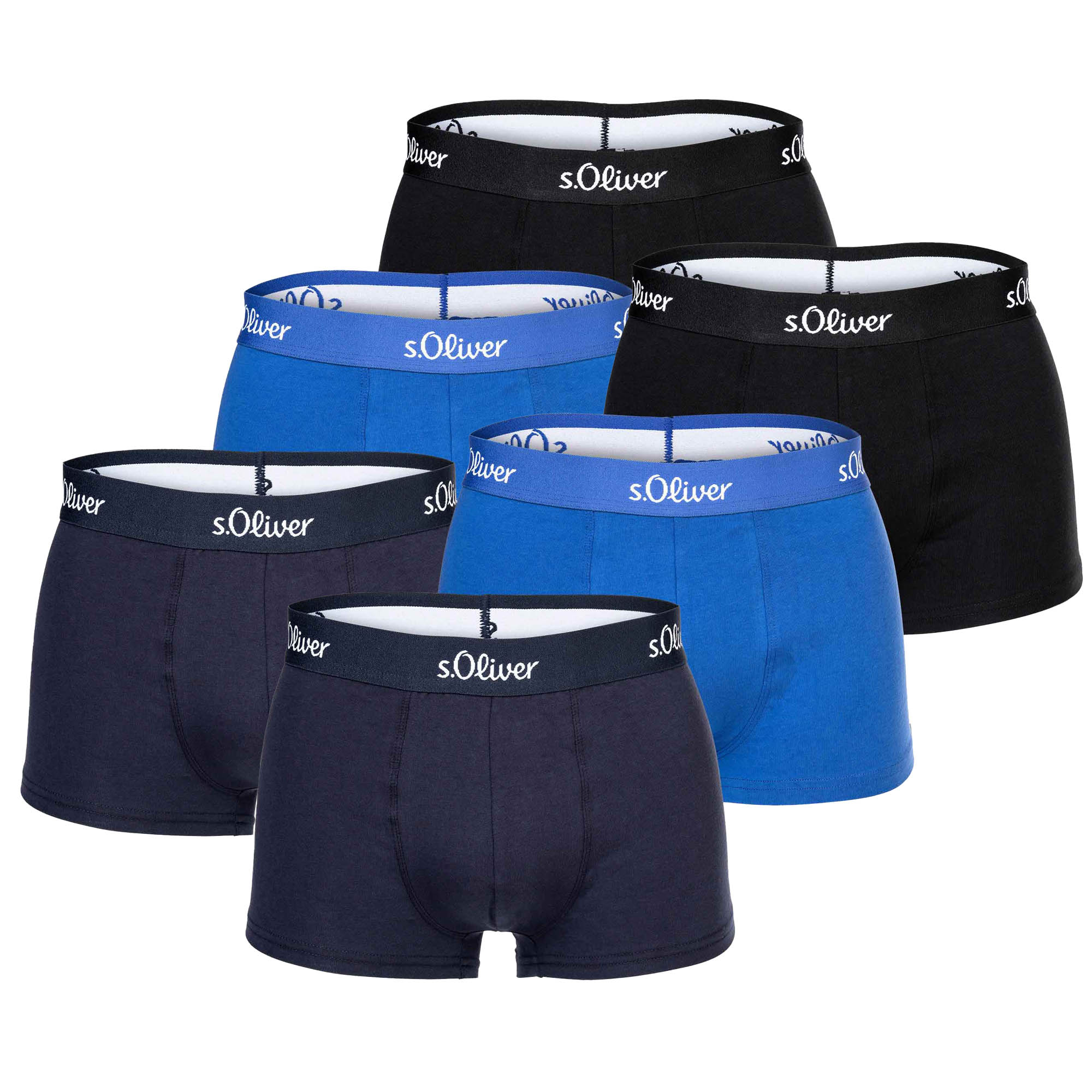 s.Oliver Herren Boxershorts, 6er Pack - Trunks, Hipsters, Baumwoll-Stretch