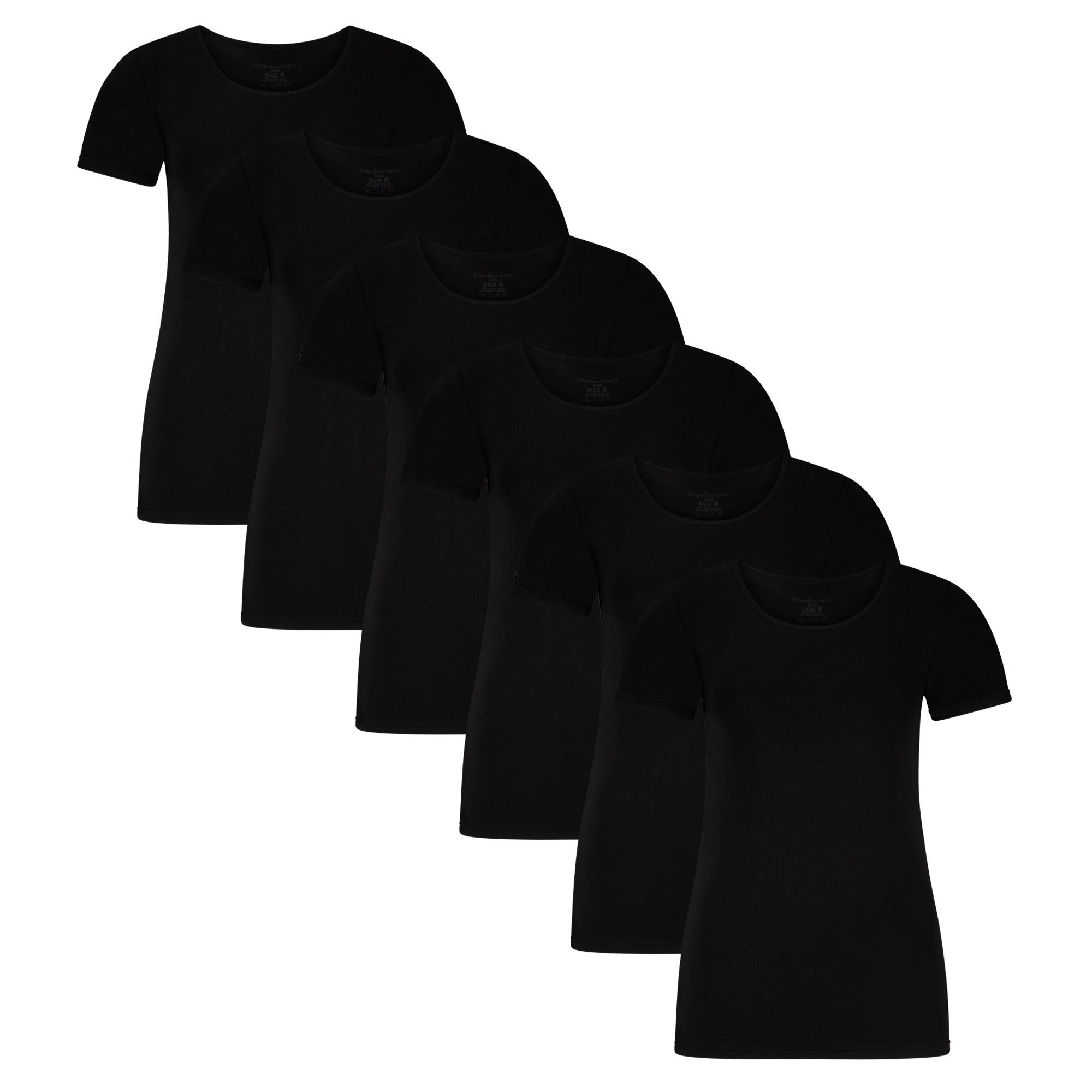 Bamboo basics Damen T-Shirt KATE, 6er Pack - Unterhemd, Rundhals, Single Jersey