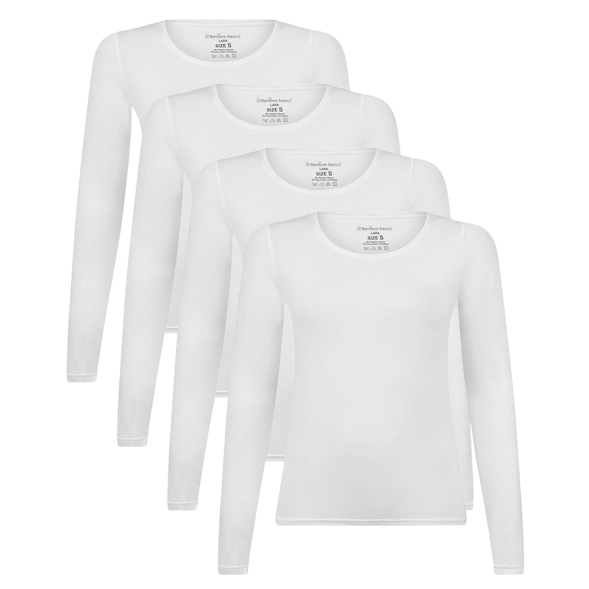 Bamboo basics ladies' T-shirt, 4-pack - LARA Logsleeve, vest, round neck, uni