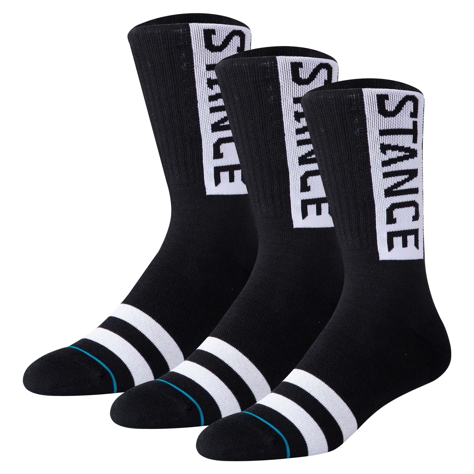 STANCE Unisex Socken, 3er Pack - OG Crew, Logo, Crew Socken mit Streifen